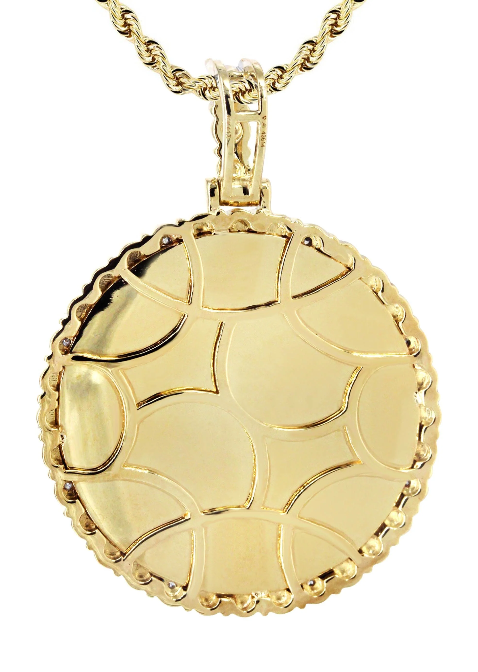 10K Yellow Gold Diamond Round Picture Pendant Necklace | Appx. 19 Grams - Image 3