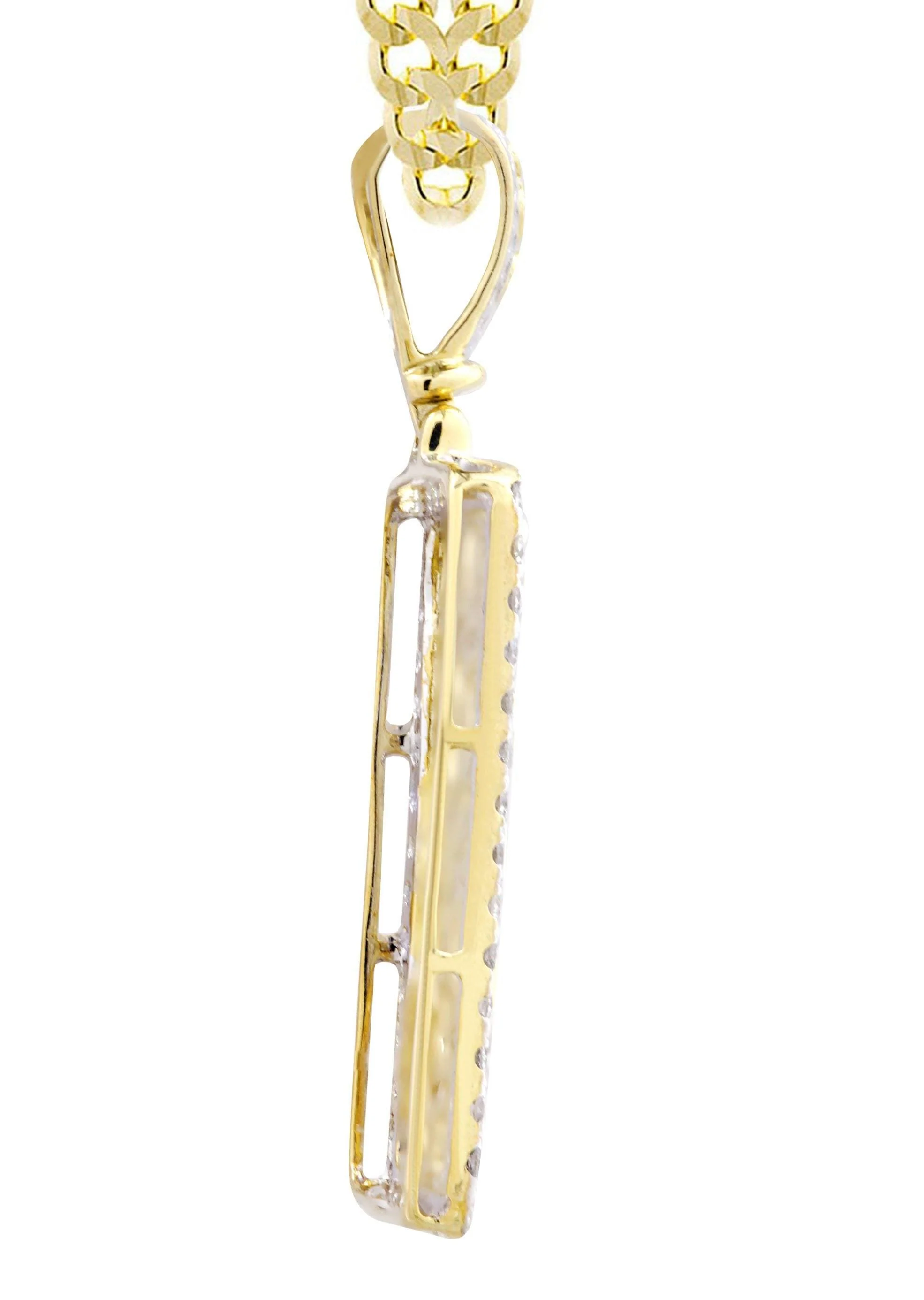 10K Yellow Gold Nugget Dog Tag Diamond Necklace  | 0.84 Carats - Image 4