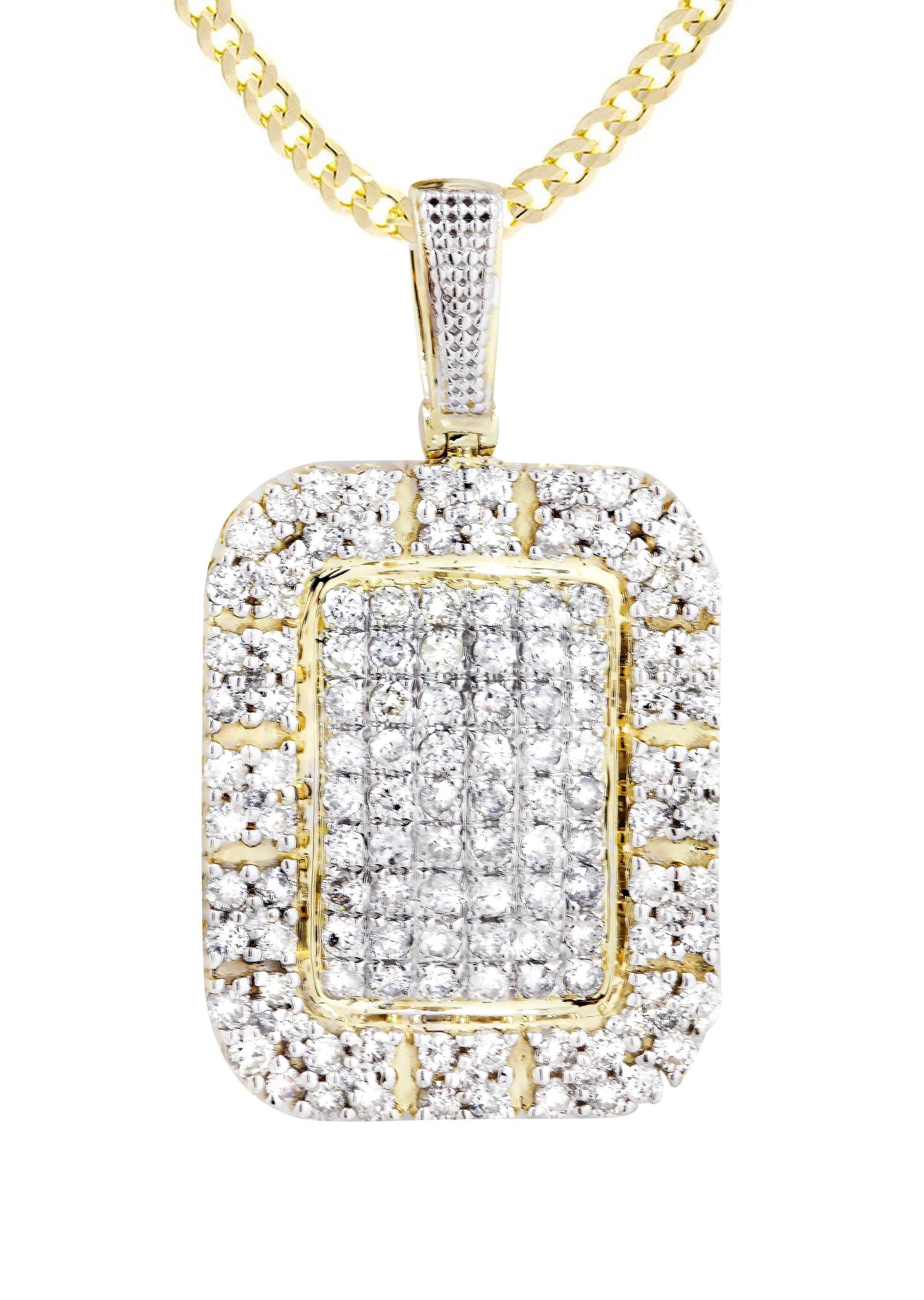 10K Yellow Gold Dog Tag Diamond Necklace  | 2.73 Carats - Image 2
