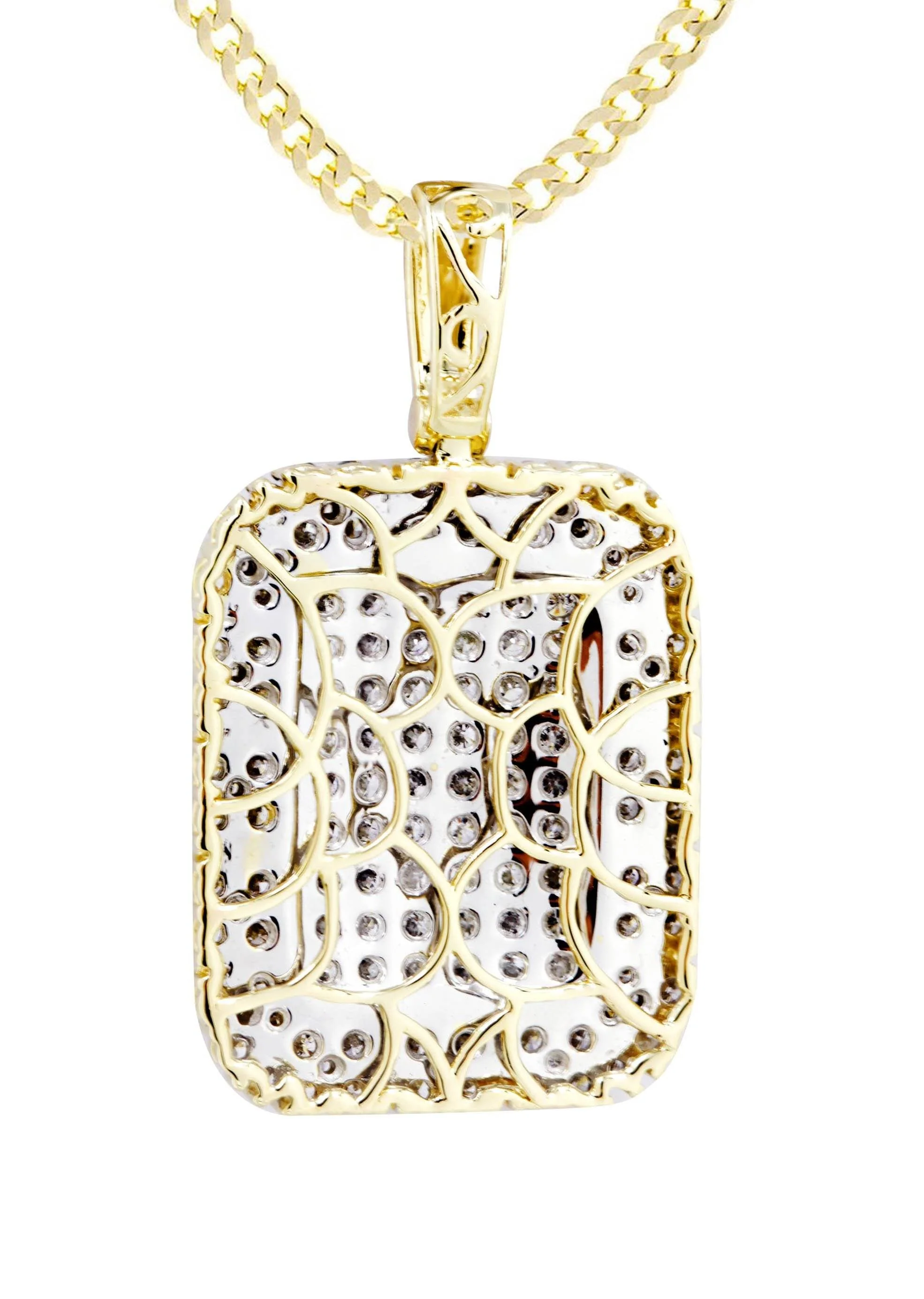 10K Yellow Gold Dog Tag Diamond Necklace  | 2.73 Carats - Image 3