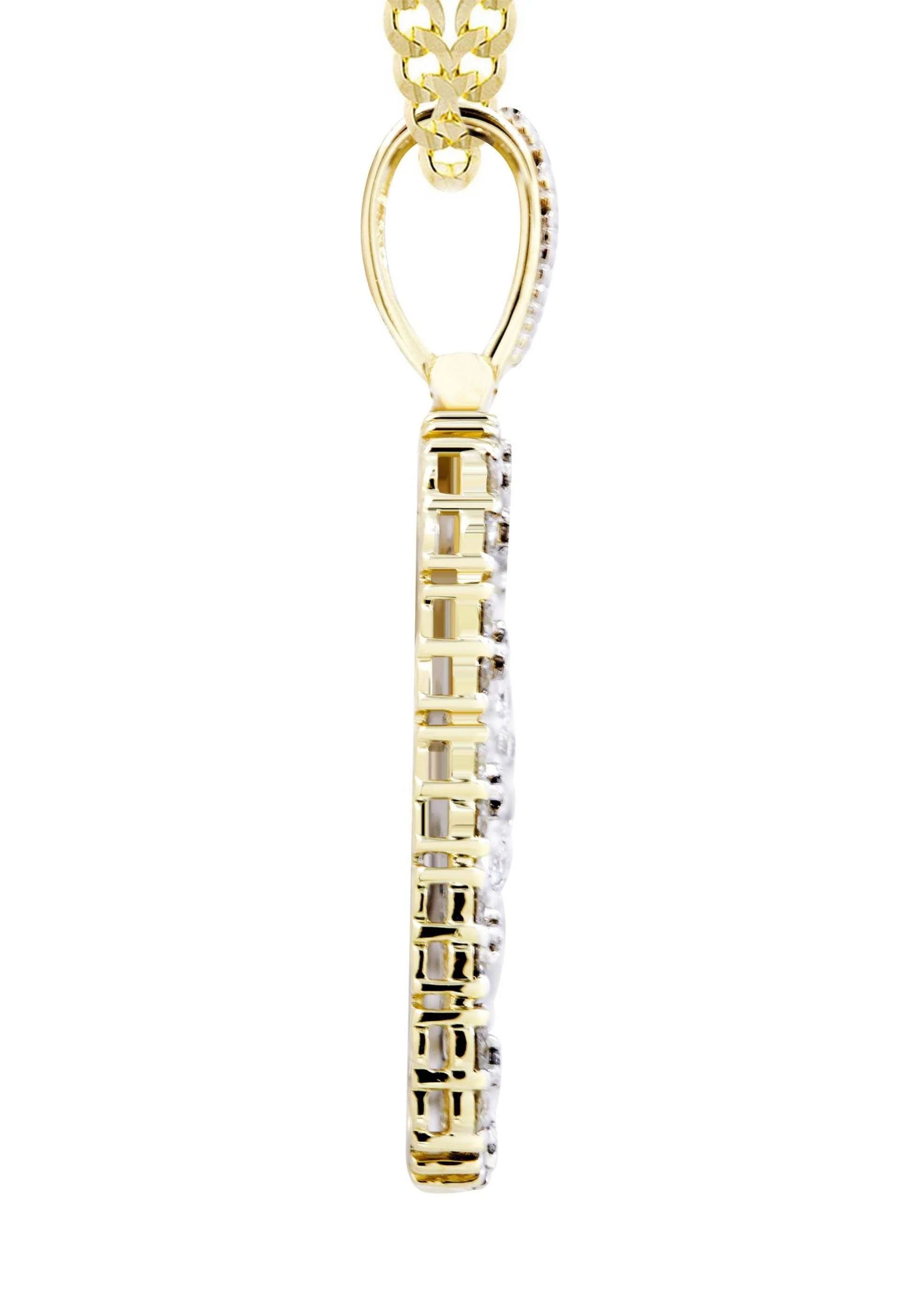 10K Yellow Gold Dog Tag Diamond Necklace  | 2.73 Carats - Image 4