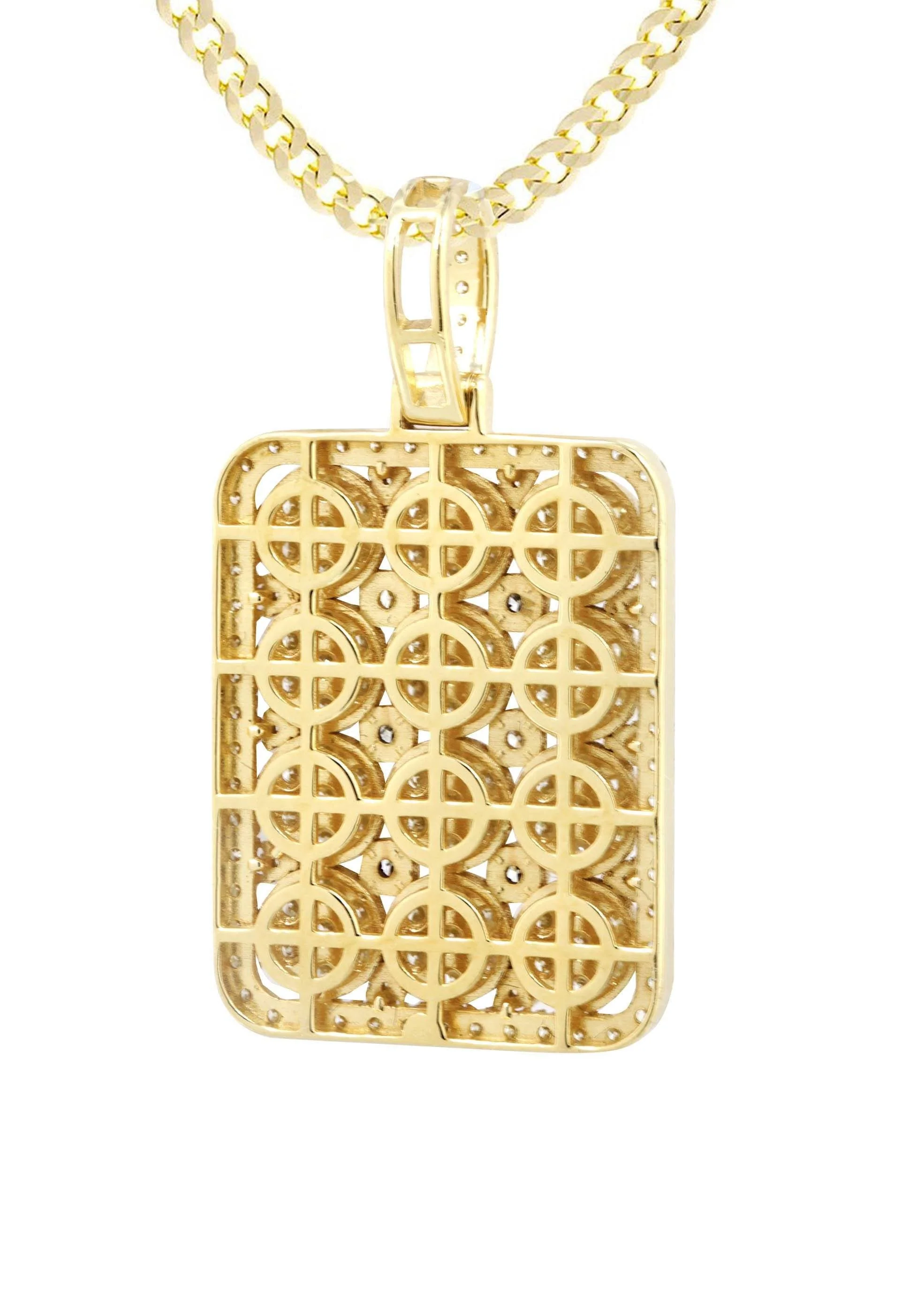 10K Yellow Gold Dog Tag Diamond Necklace  | 3.06 Carats - Image 3