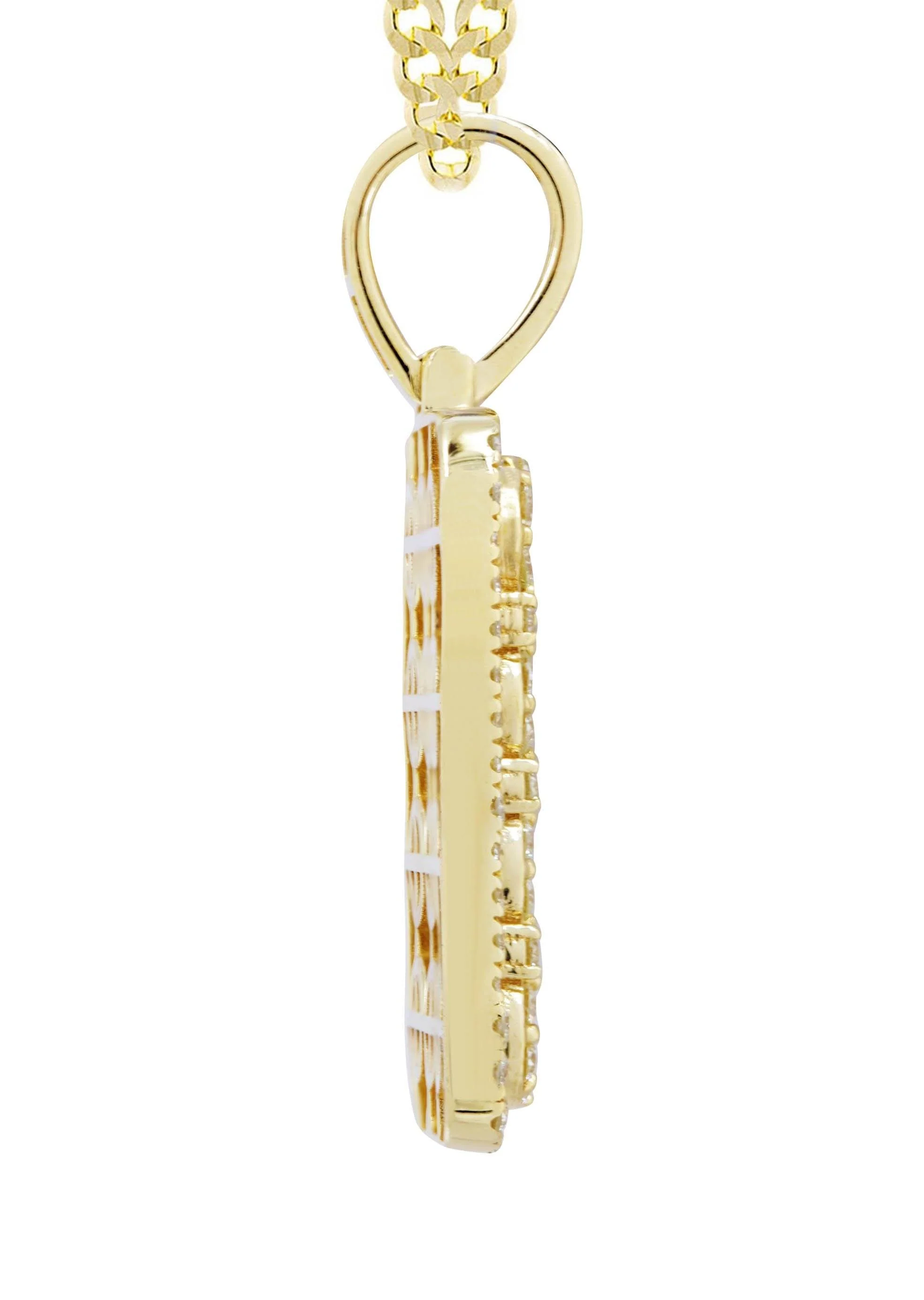 10K Yellow Gold Dog Tag Diamond Necklace  | 3.06 Carats - Image 4