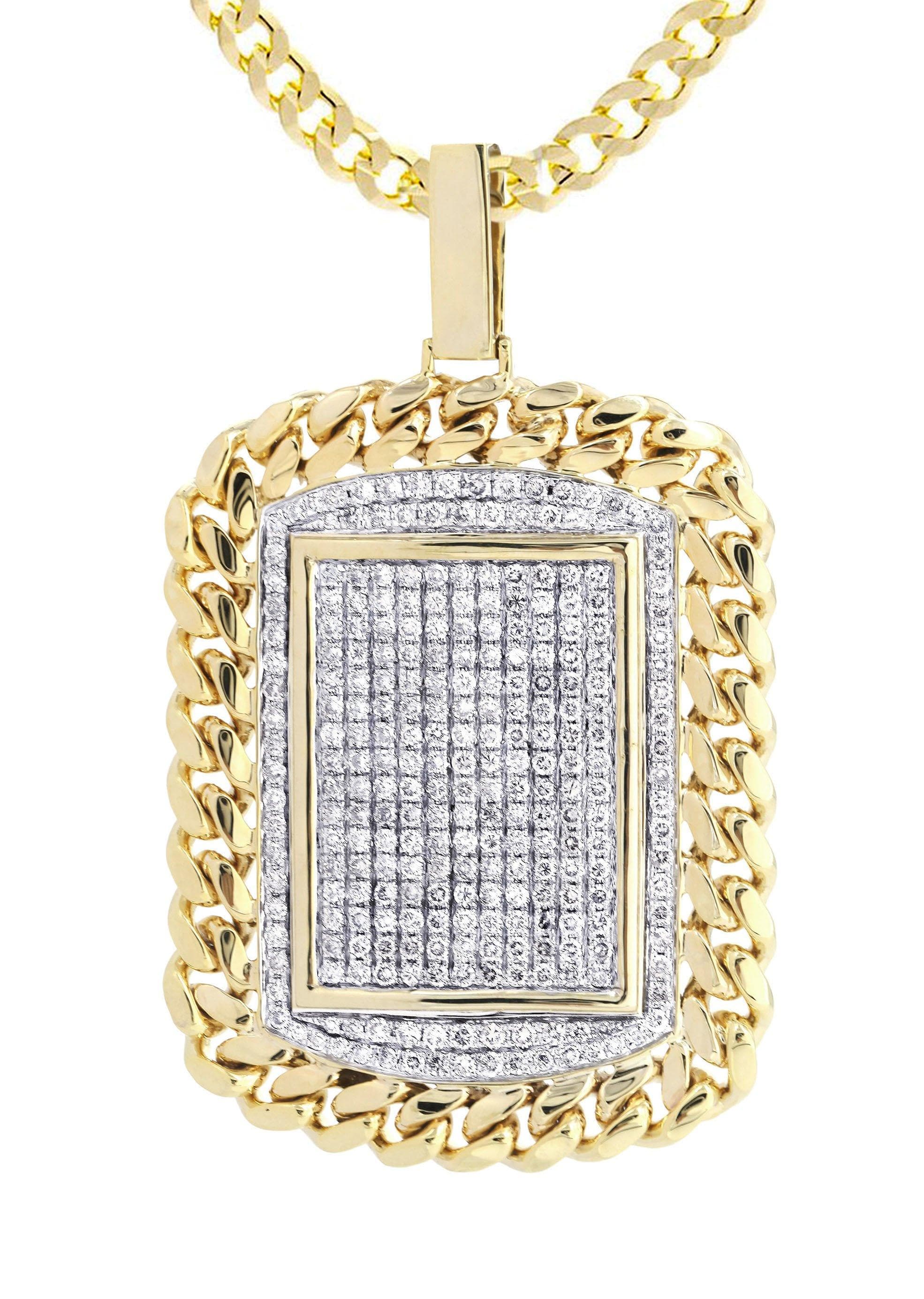 10K Yellow Gold Dog Tag Diamond Necklace  | 6.05 Carats - Image 2