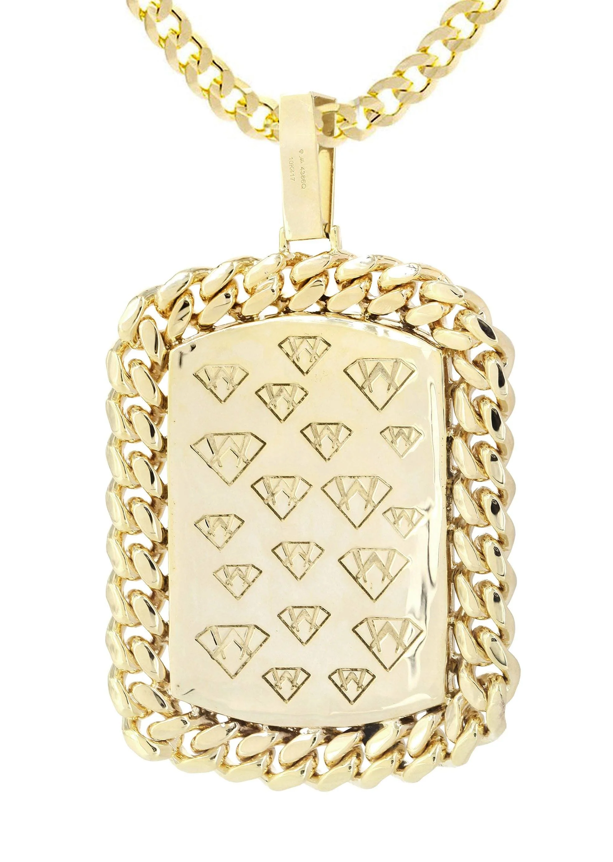 10K Yellow Gold Dog Tag Diamond Necklace  | 6.05 Carats - Image 3