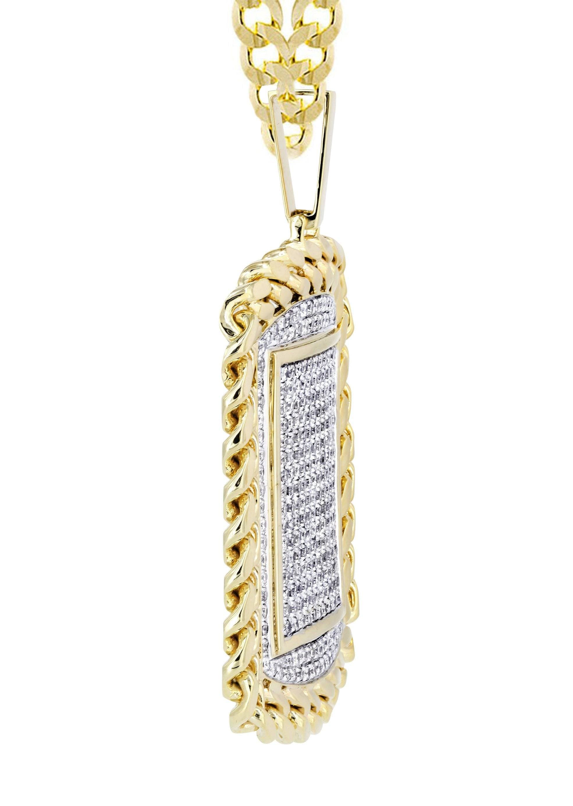 10K Yellow Gold Dog Tag Diamond Necklace  | 6.05 Carats - Image 4