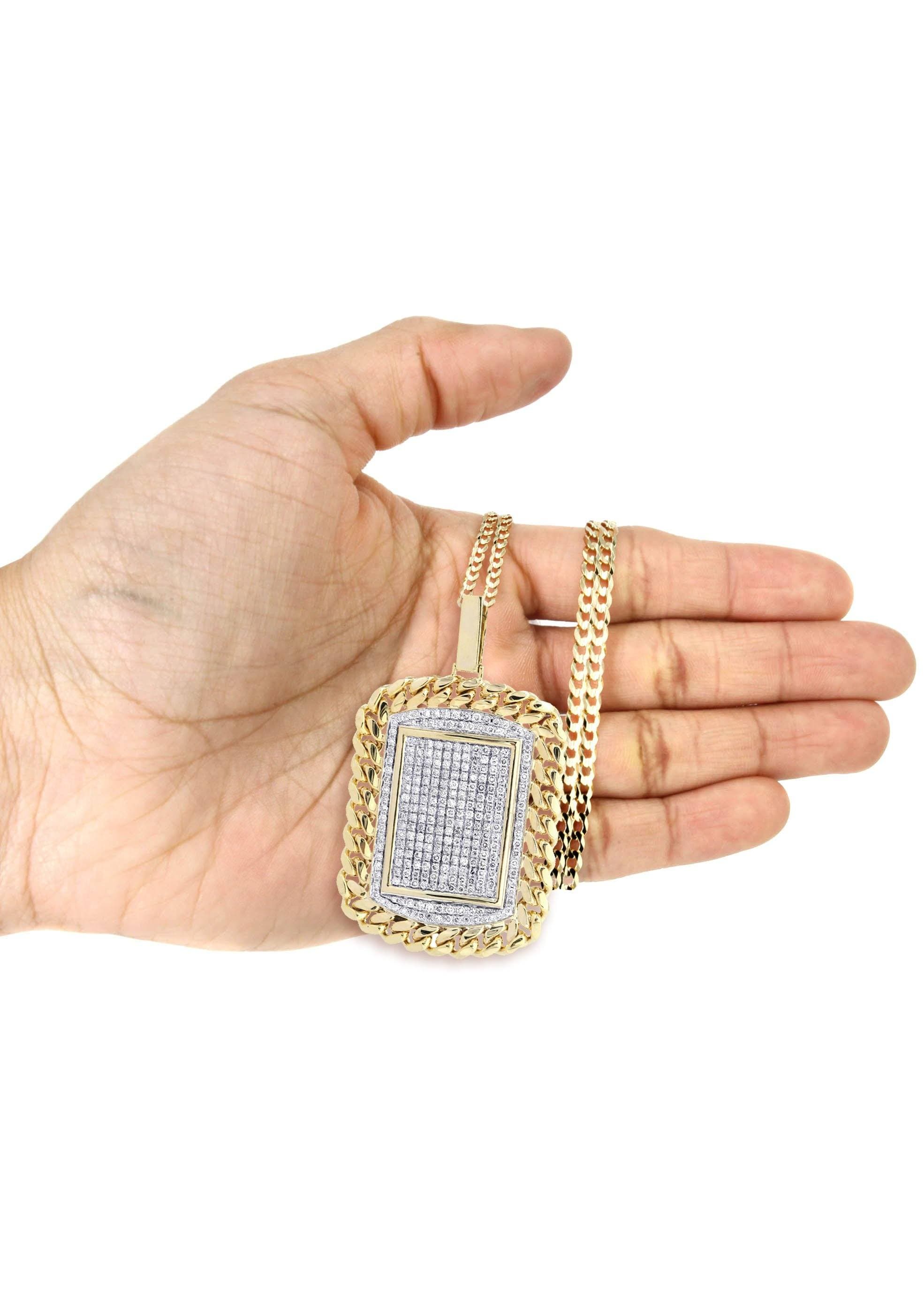 10K Yellow Gold Dog Tag Diamond Necklace  | 6.05 Carats - Image 5