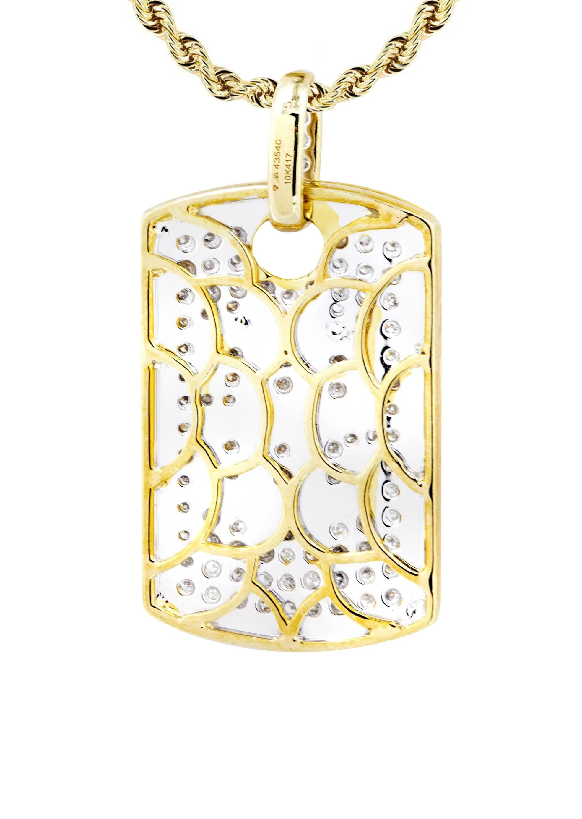10K Yellow Gold Dog Tag Diamond Necklace  | 0.52 Carats - Image 3