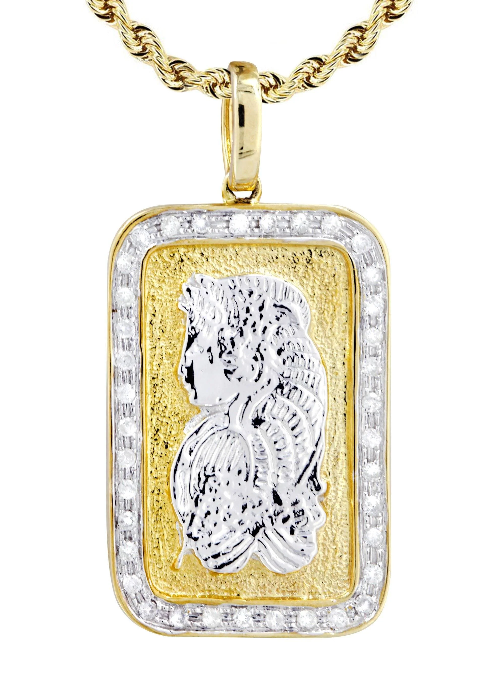 10K Yellow Gold Bar Diamond Necklace  | 0.59 Carats - Image 2