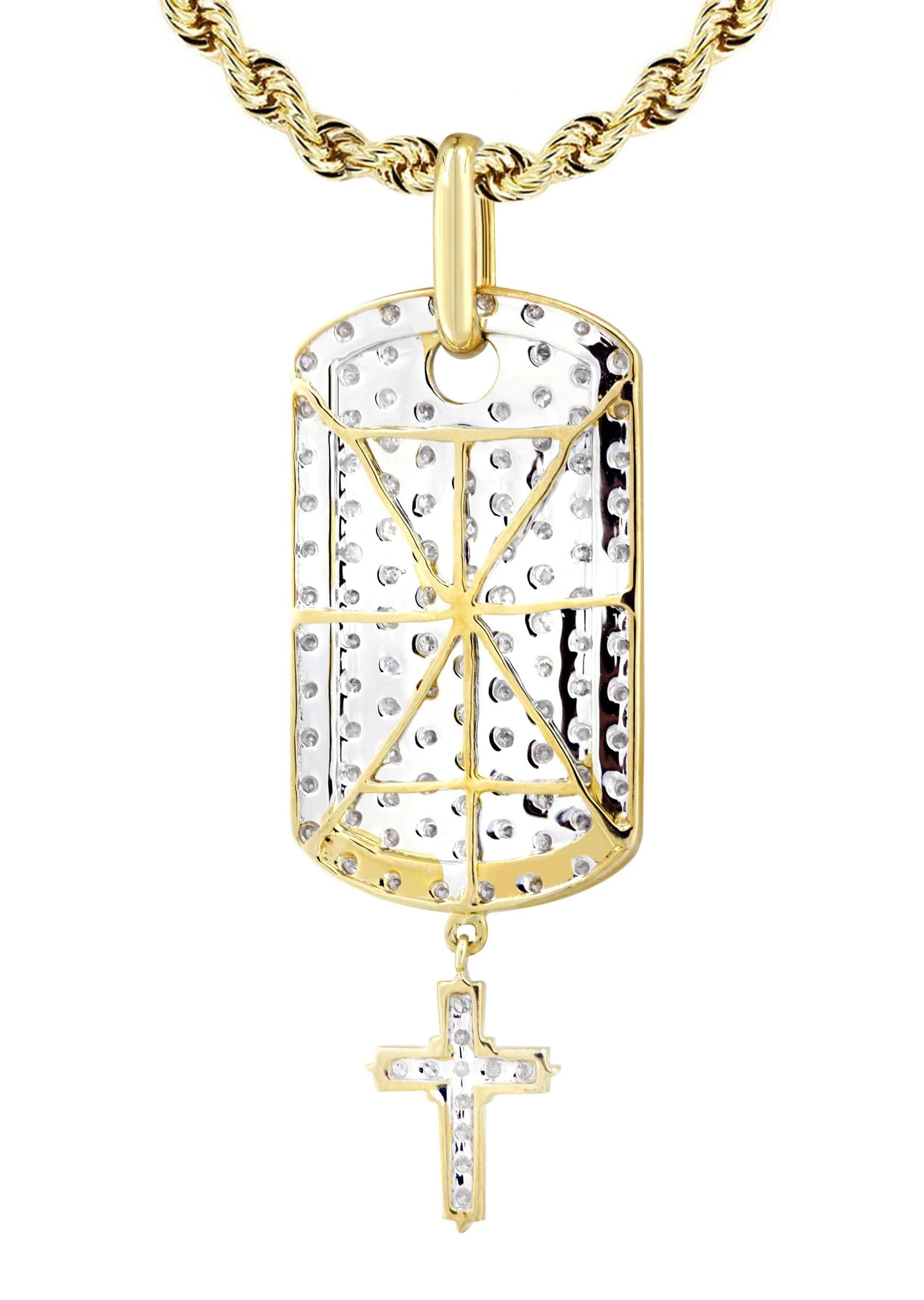 10K Yellow Gold Dog Tag Diamond Necklace  | 1.06 Carats - Image 3