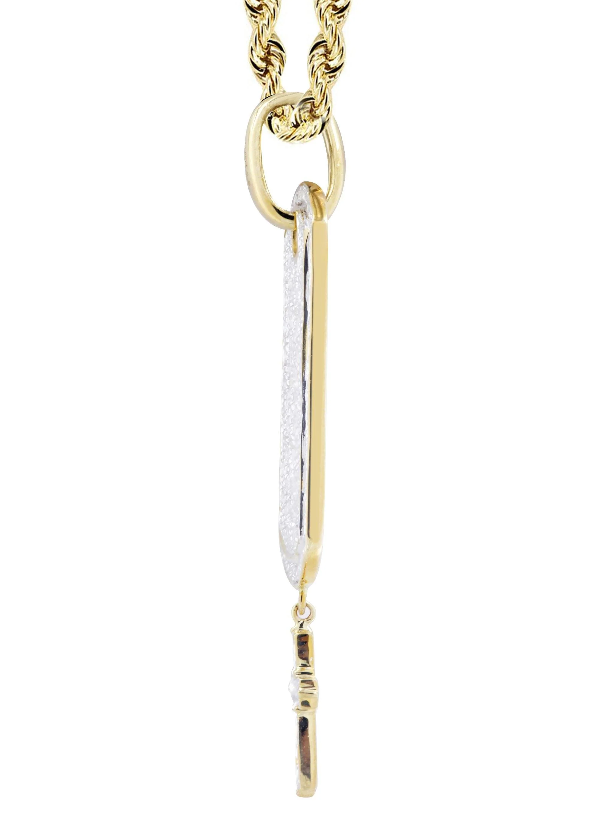 10K Yellow Gold Dog Tag Diamond Necklace  | 1.06 Carats - Image 4