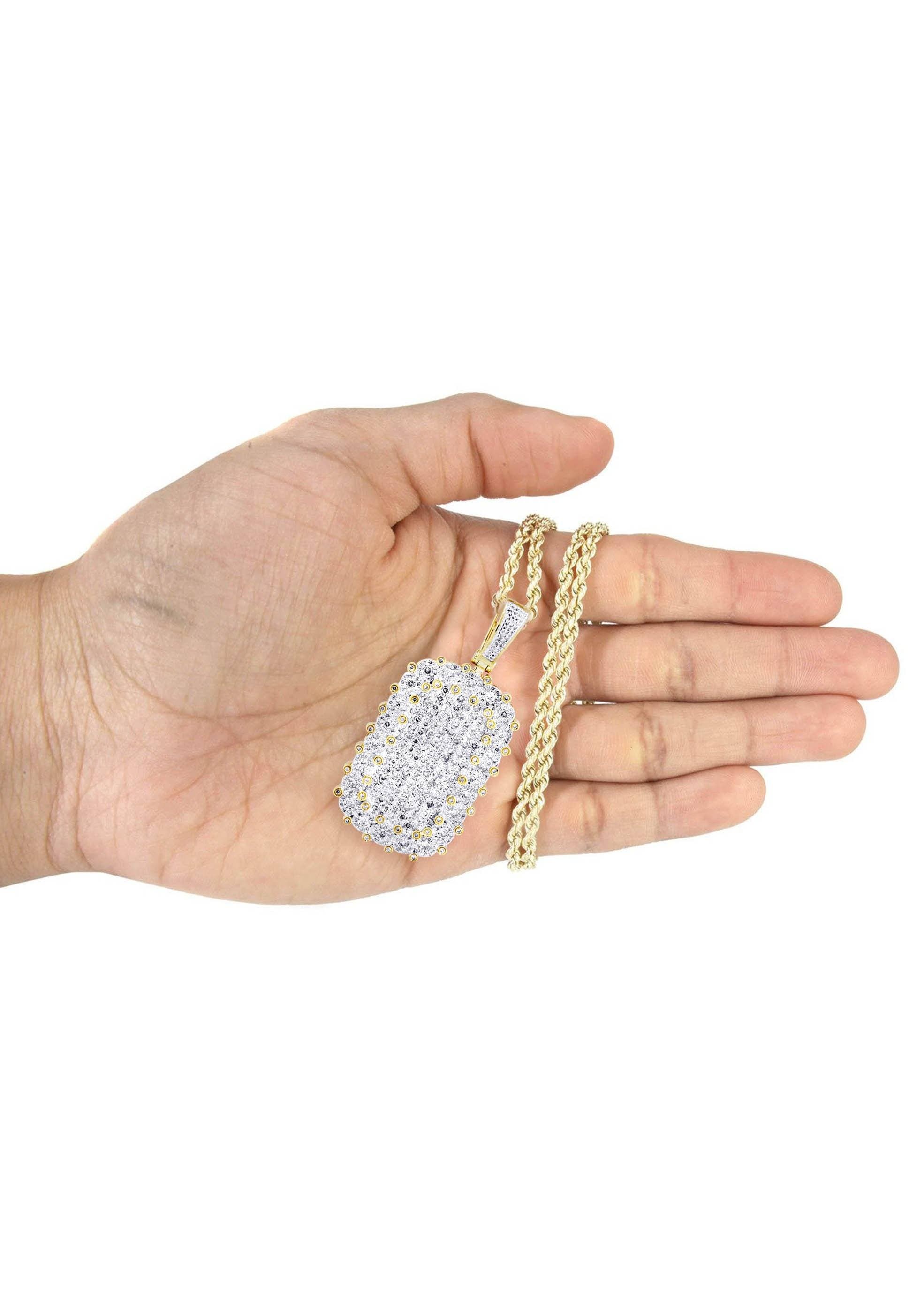10K Yellow Gold Dog Tag Diamond Necklace  | 1.73 Carats - Image 5