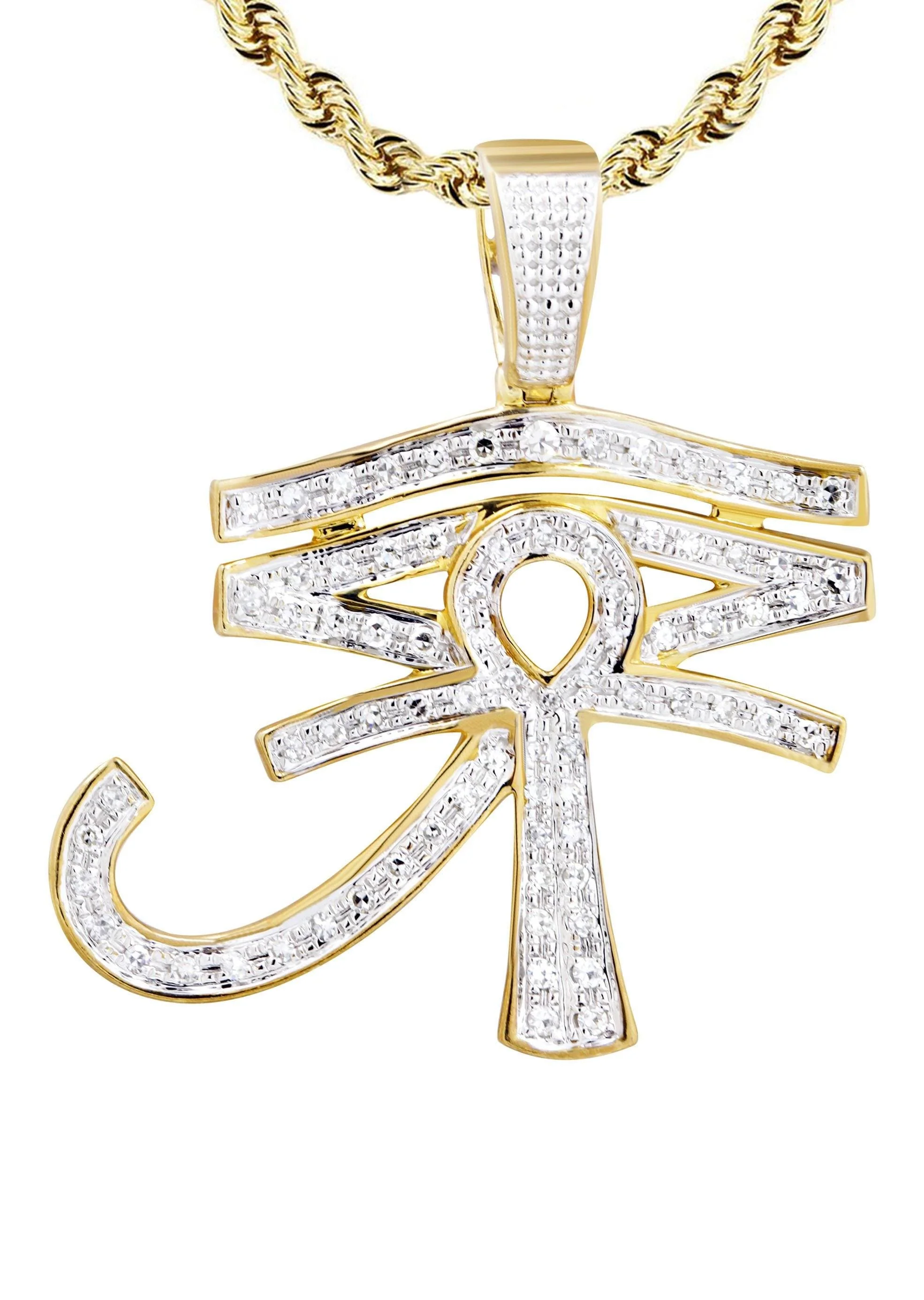 10K Yellow Gold Eye of Ra Diamond Necklace  | 0.71 Carats - Image 2