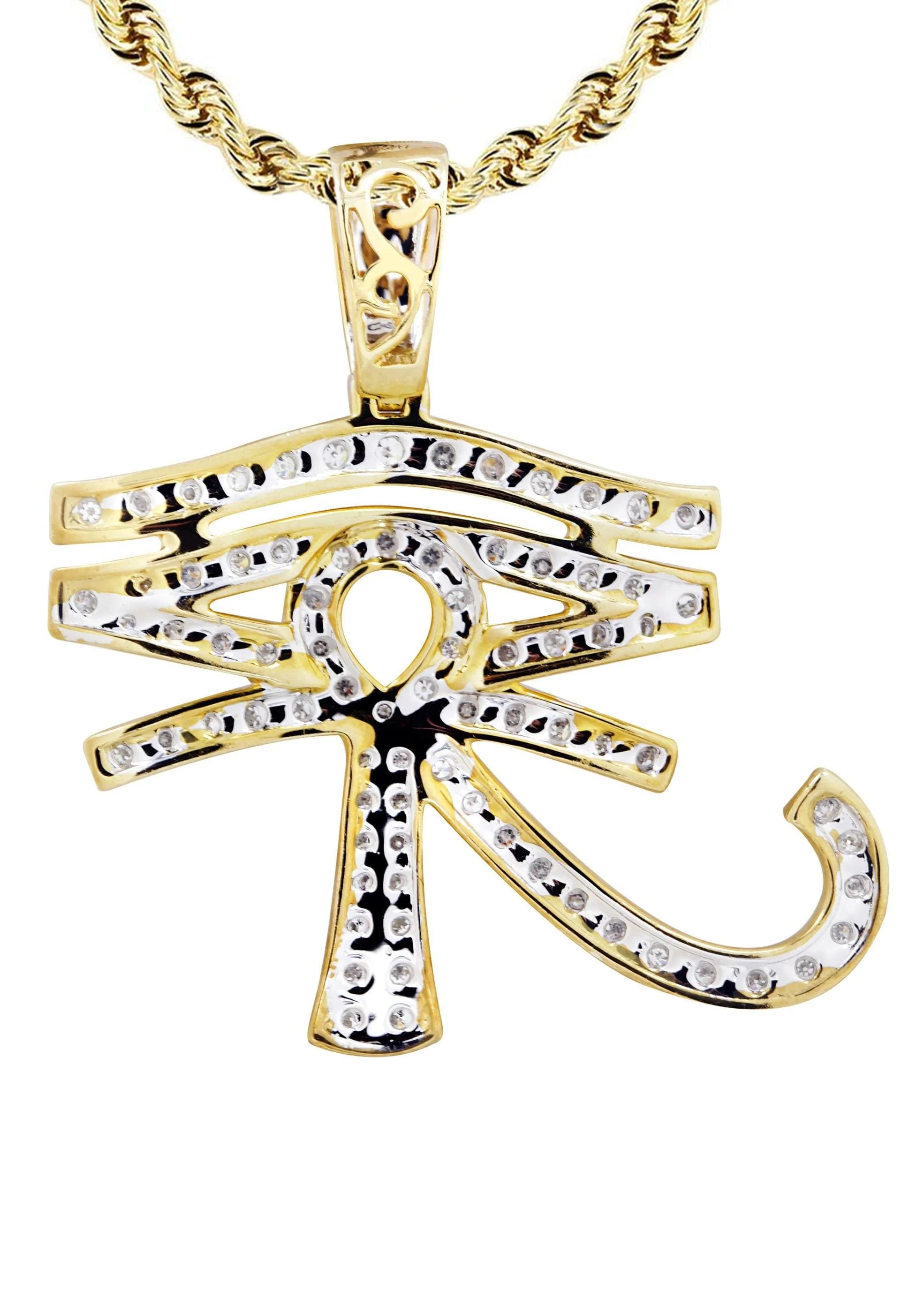 10K Yellow Gold Eye of Ra Diamond Necklace  | 0.71 Carats - Image 3
