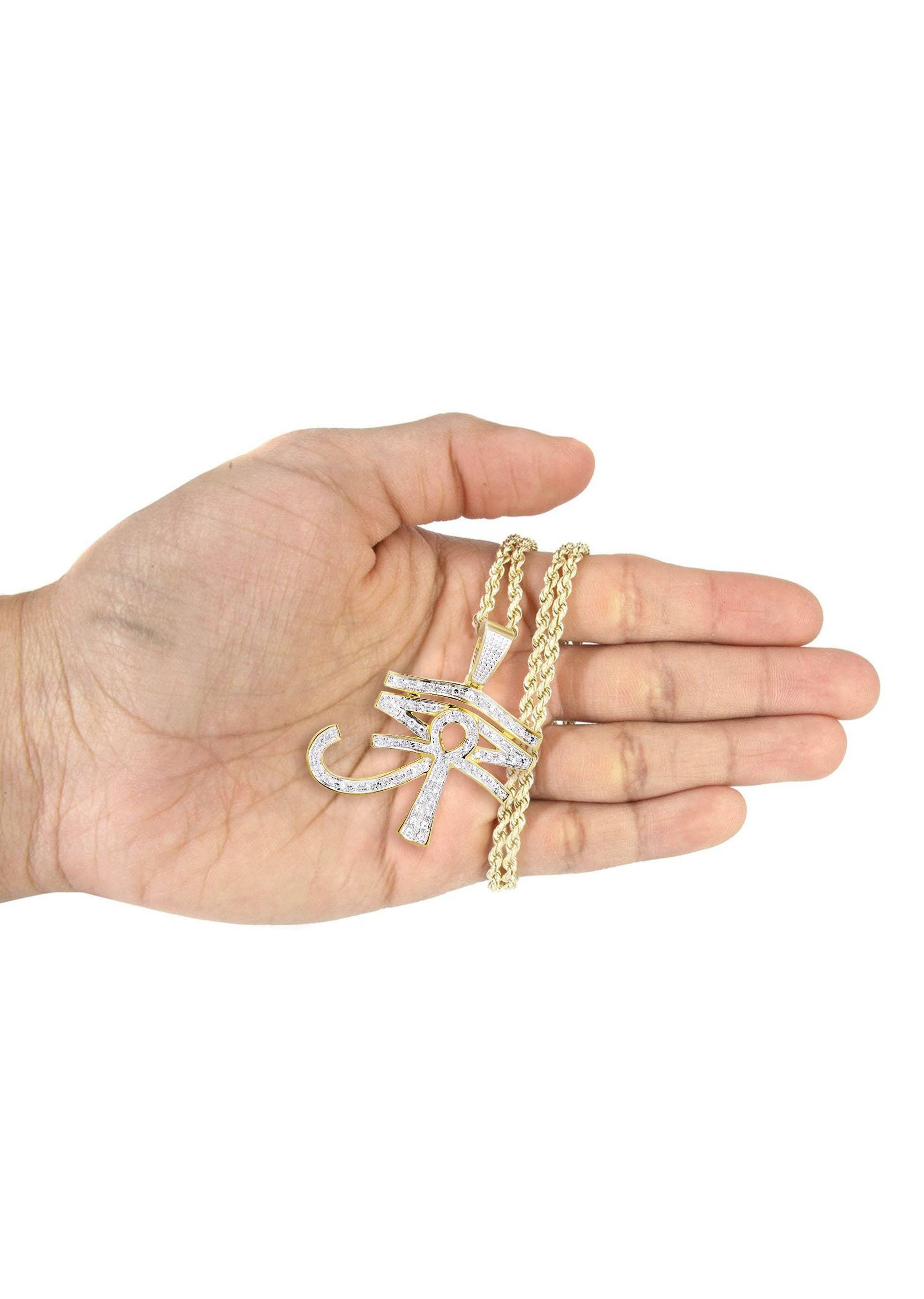 10K Yellow Gold Eye of Ra Diamond Necklace  | 0.71 Carats - Image 5