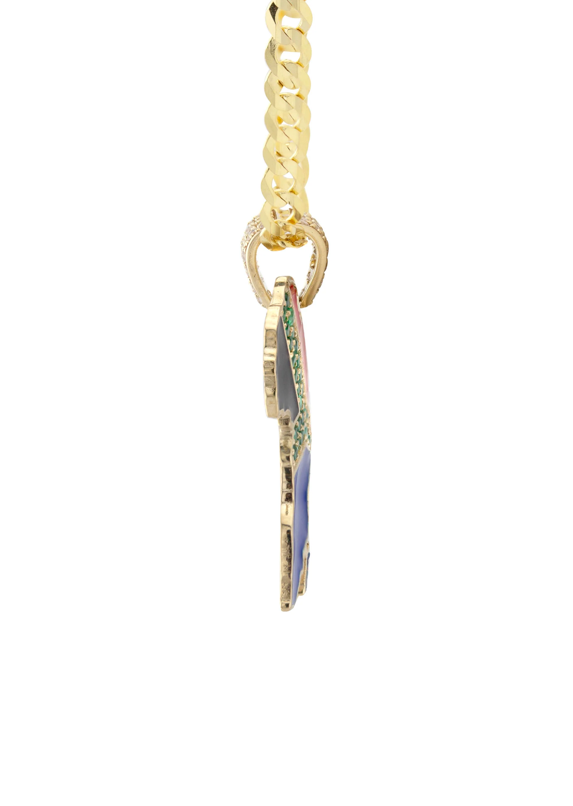 10K Yellow Gold Flag of South Africa Necklace | Appx. 2.2 - 9.2 Grams - Image 4