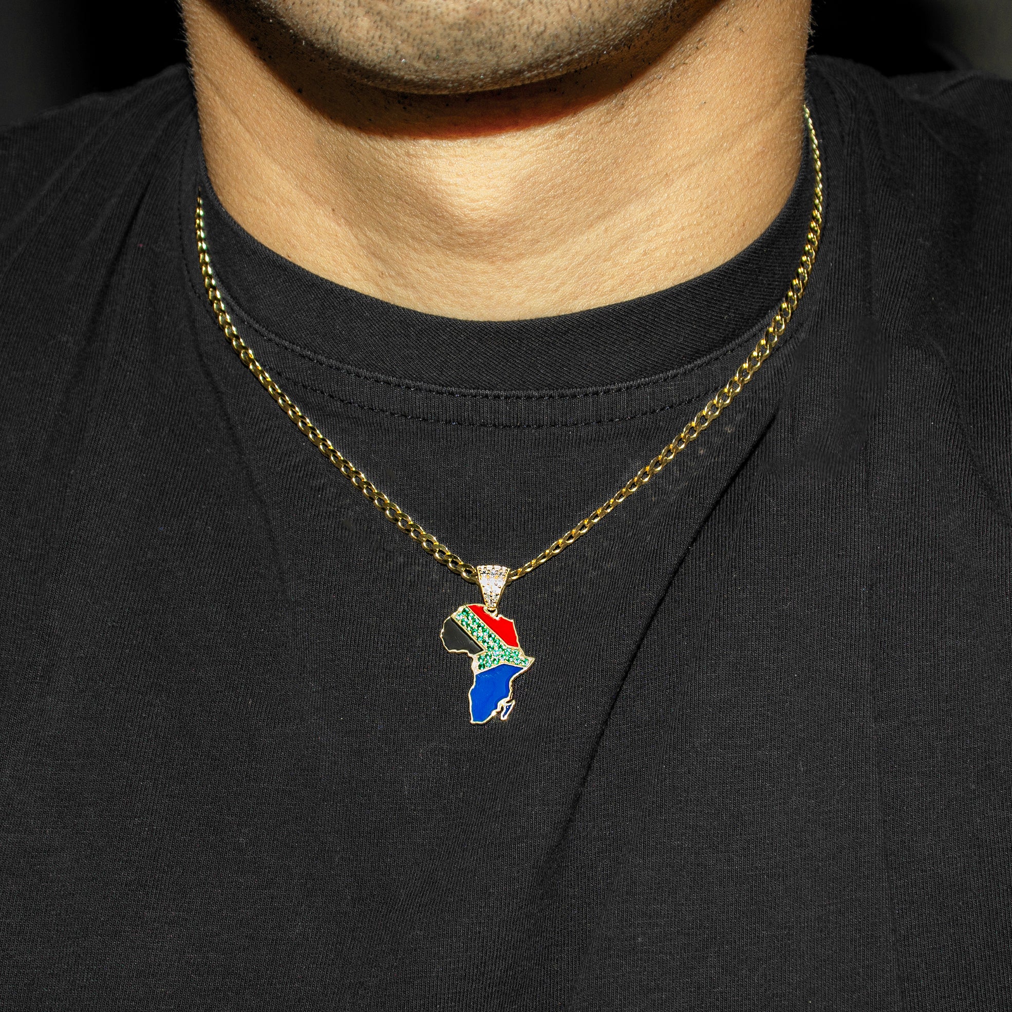 10K Yellow Gold Flag of South Africa Necklace | Appx. 2.2 - 9.2 Grams - Image 5