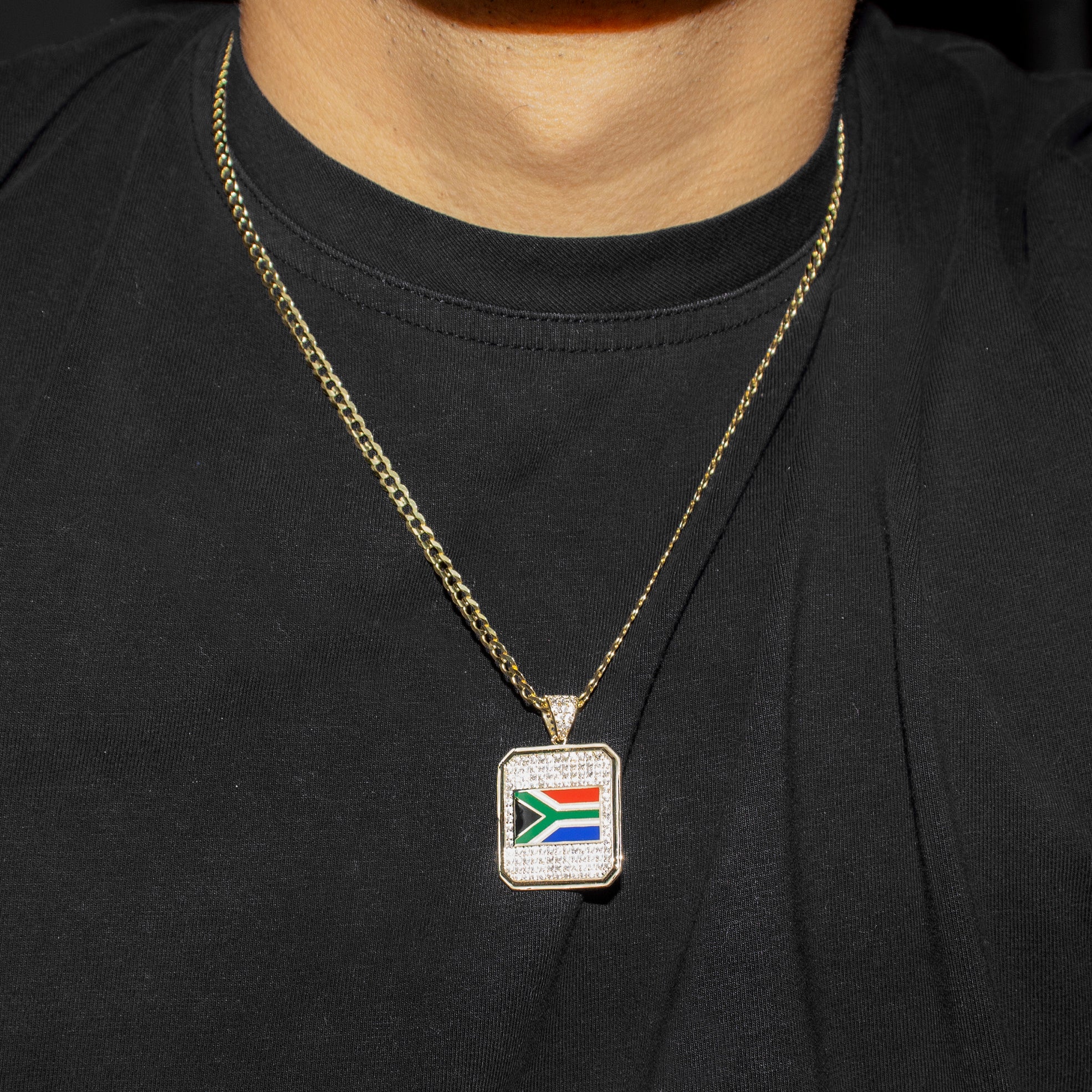 10K Yellow Gold Flag of South Africa Necklace | Appx. 5 - 12 Grams - Image 5