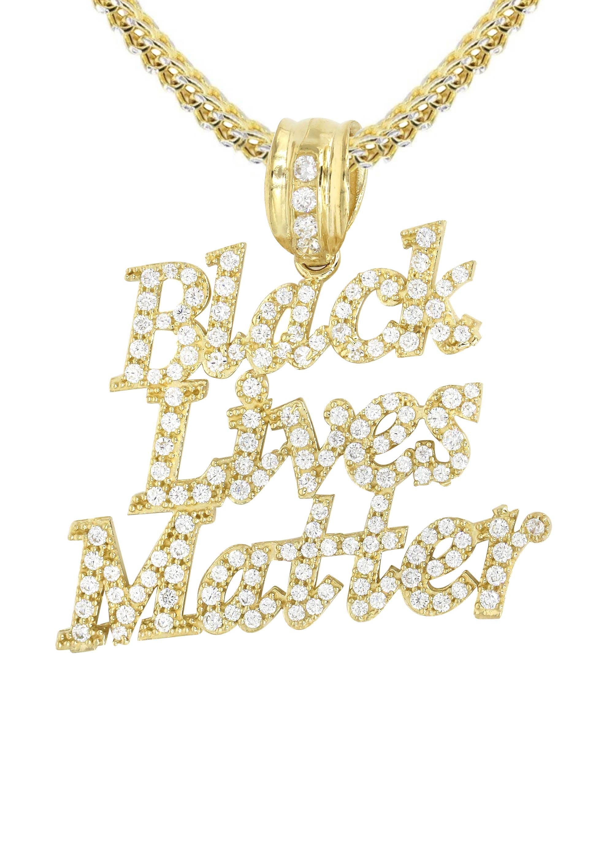 10K Yellow Gold Black Lives Matter Necklace | Appx 19.8 Grams - Image 2