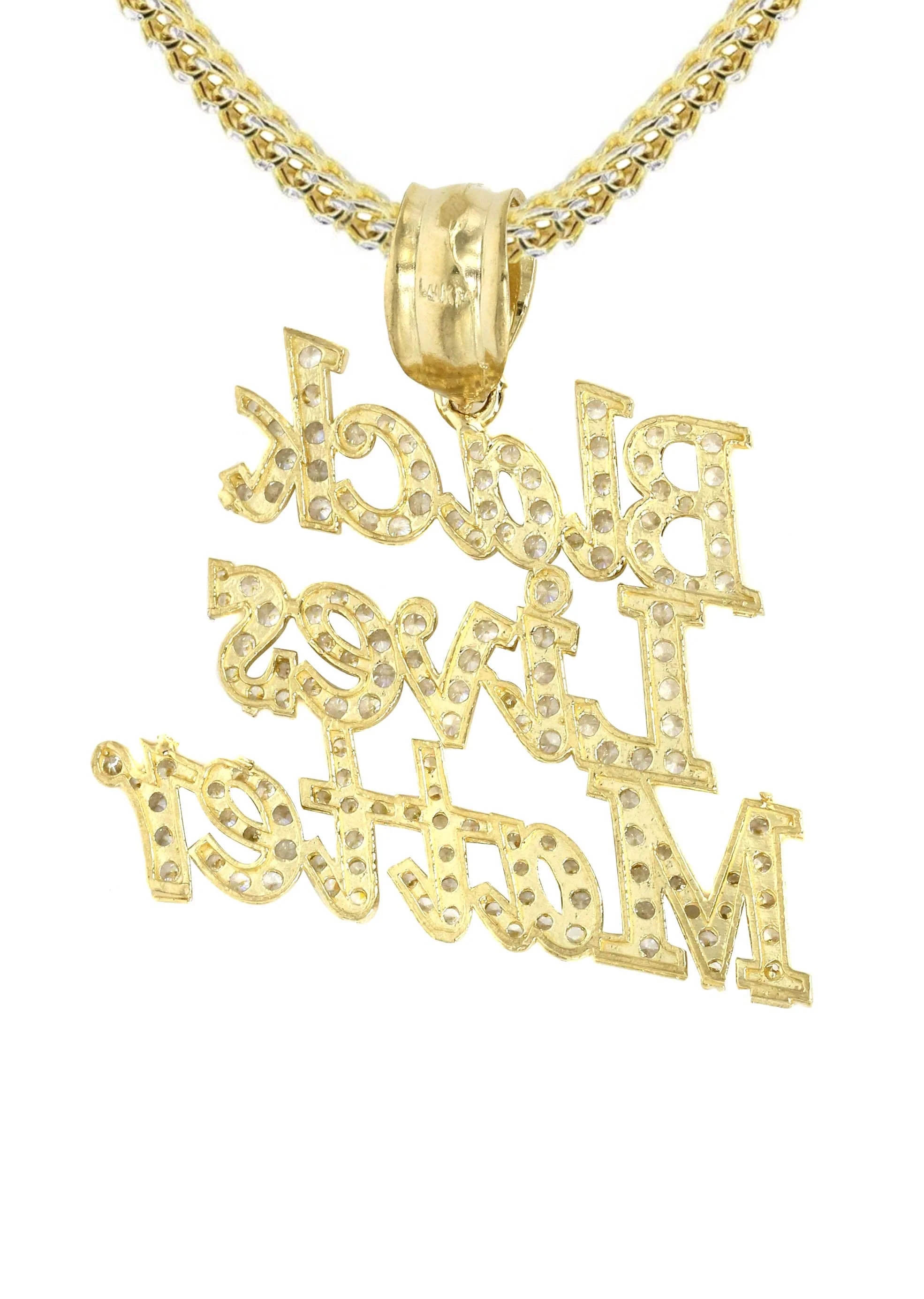 10K Yellow Gold Black Lives Matter Necklace | Appx 19.8 Grams - Image 3