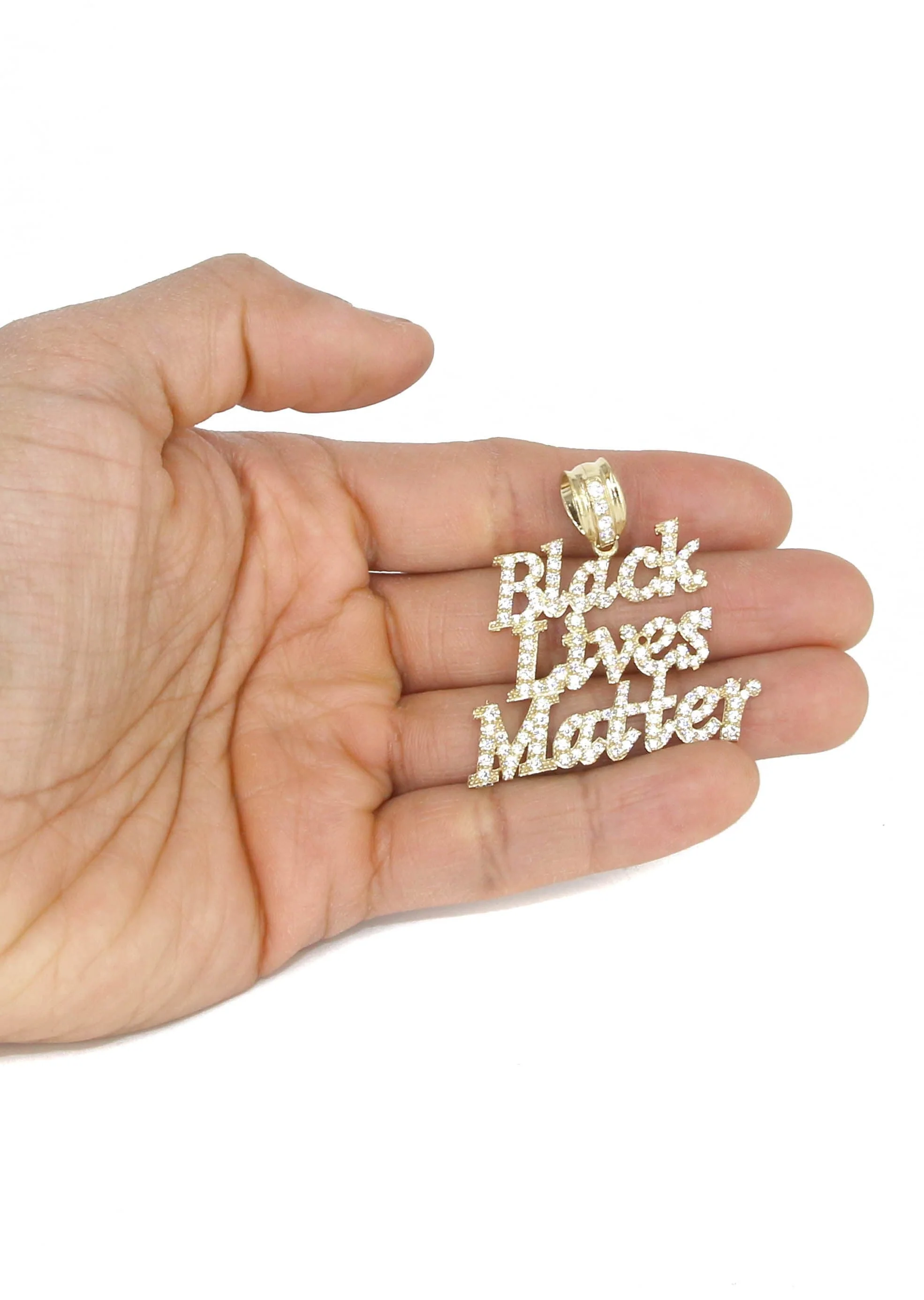 10K Yellow Gold Black Lives Matter Necklace | Appx 19.8 Grams - Image 5