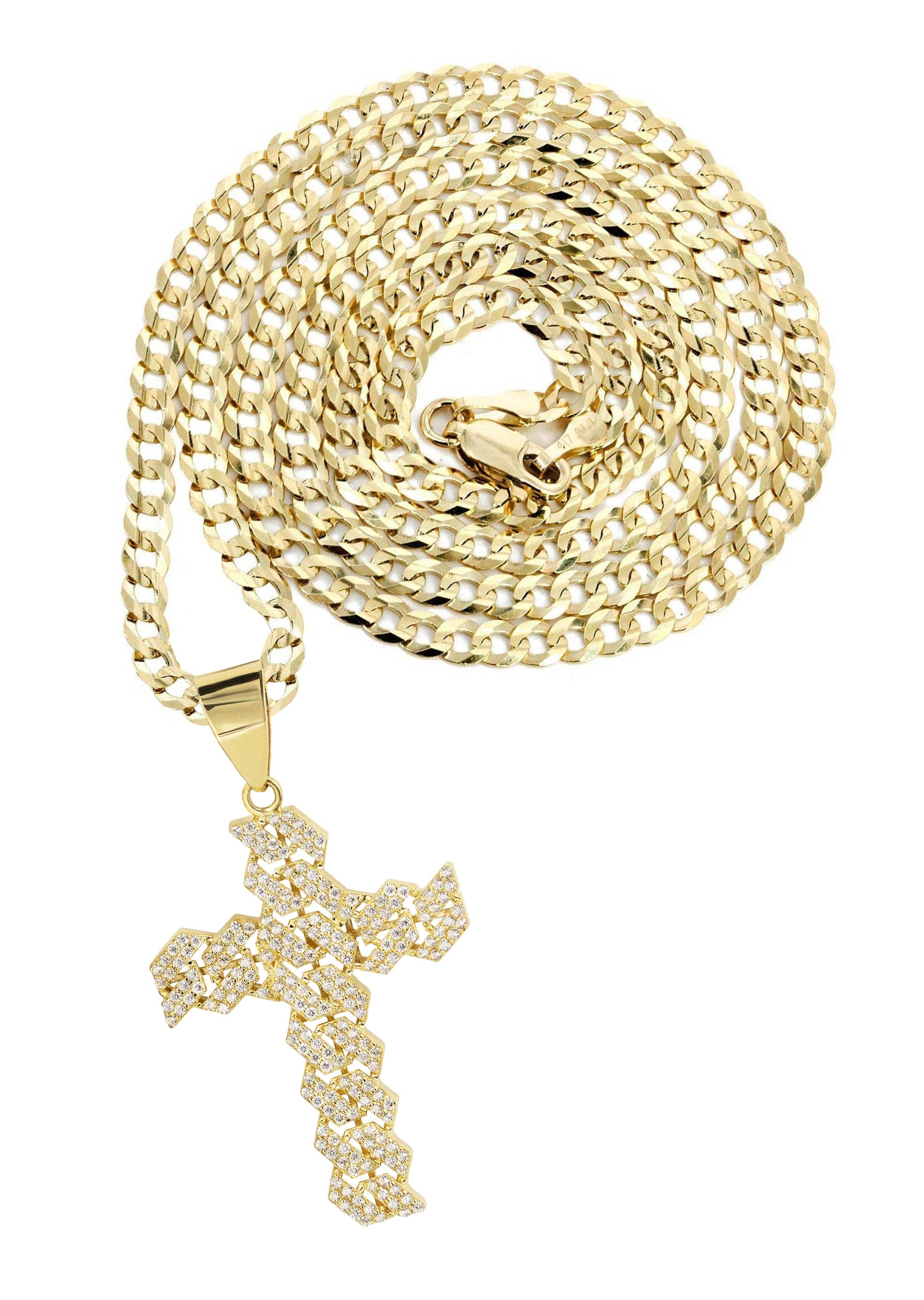 10K Yellow Gold Cross 4 Necklace | Appx. 14.7 Grams