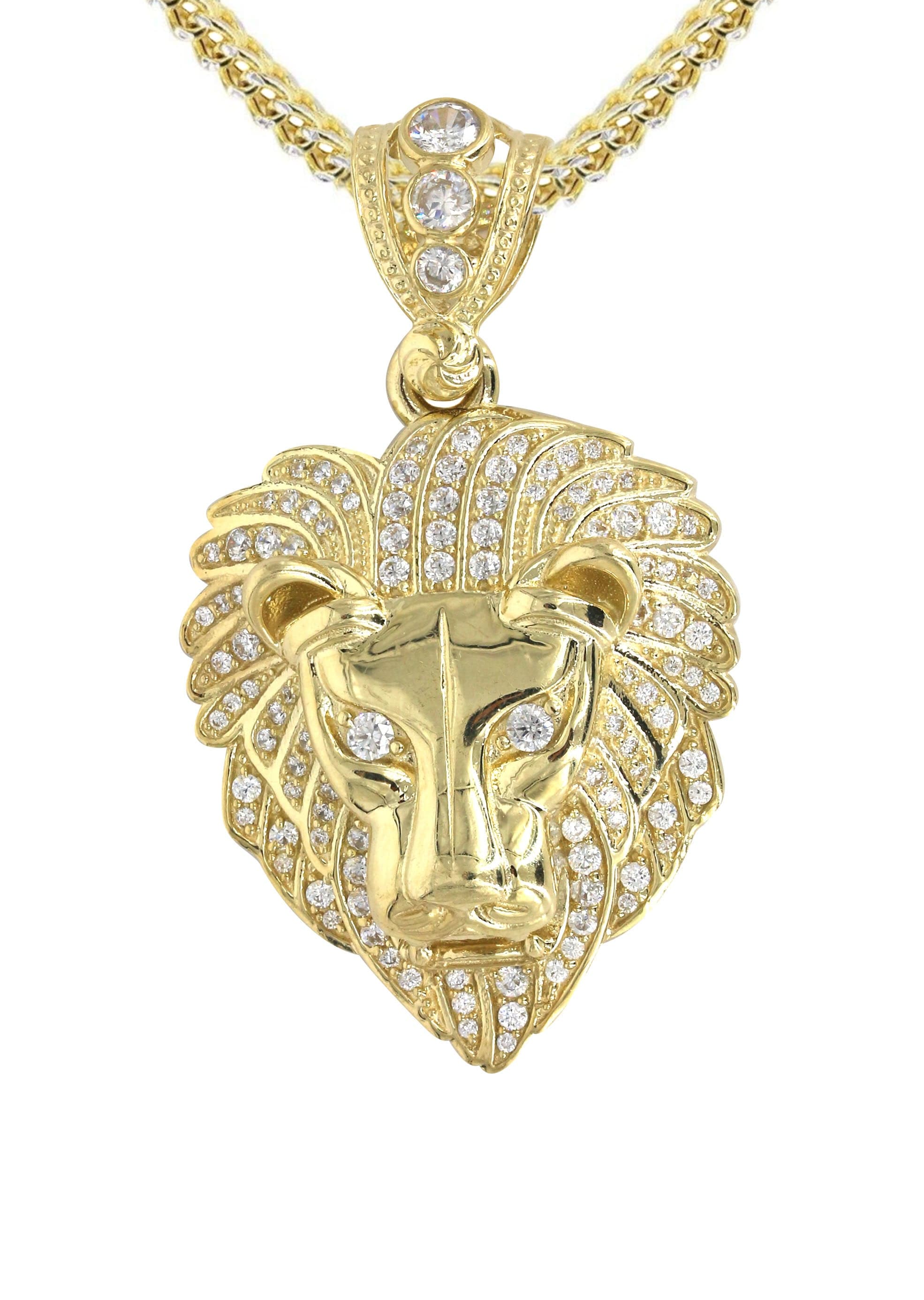 10K Yellow Gold Lion Head Necklace | Appx 21.9 Grams - Image 2