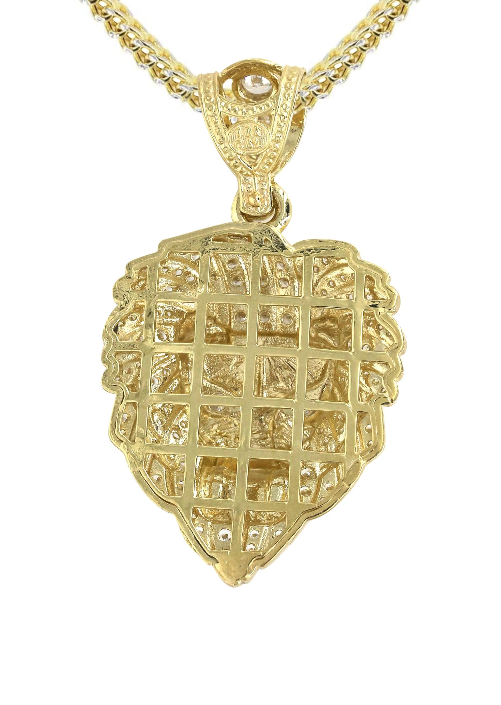10K Yellow Gold Lion Head Necklace | Appx 21.9 Grams - Image 3
