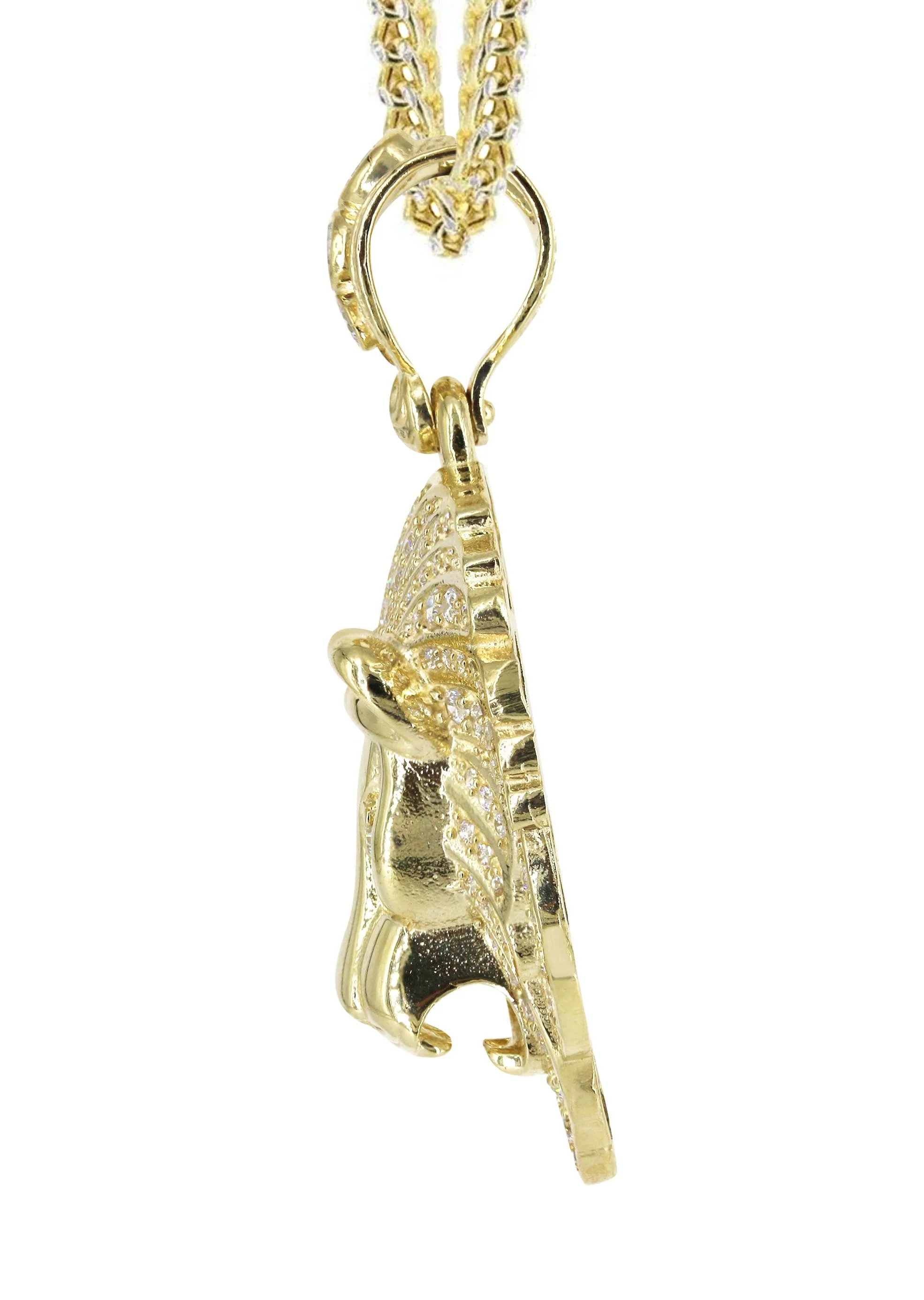 10K Yellow Gold Lion Head Necklace | Appx 21.9 Grams - Image 4