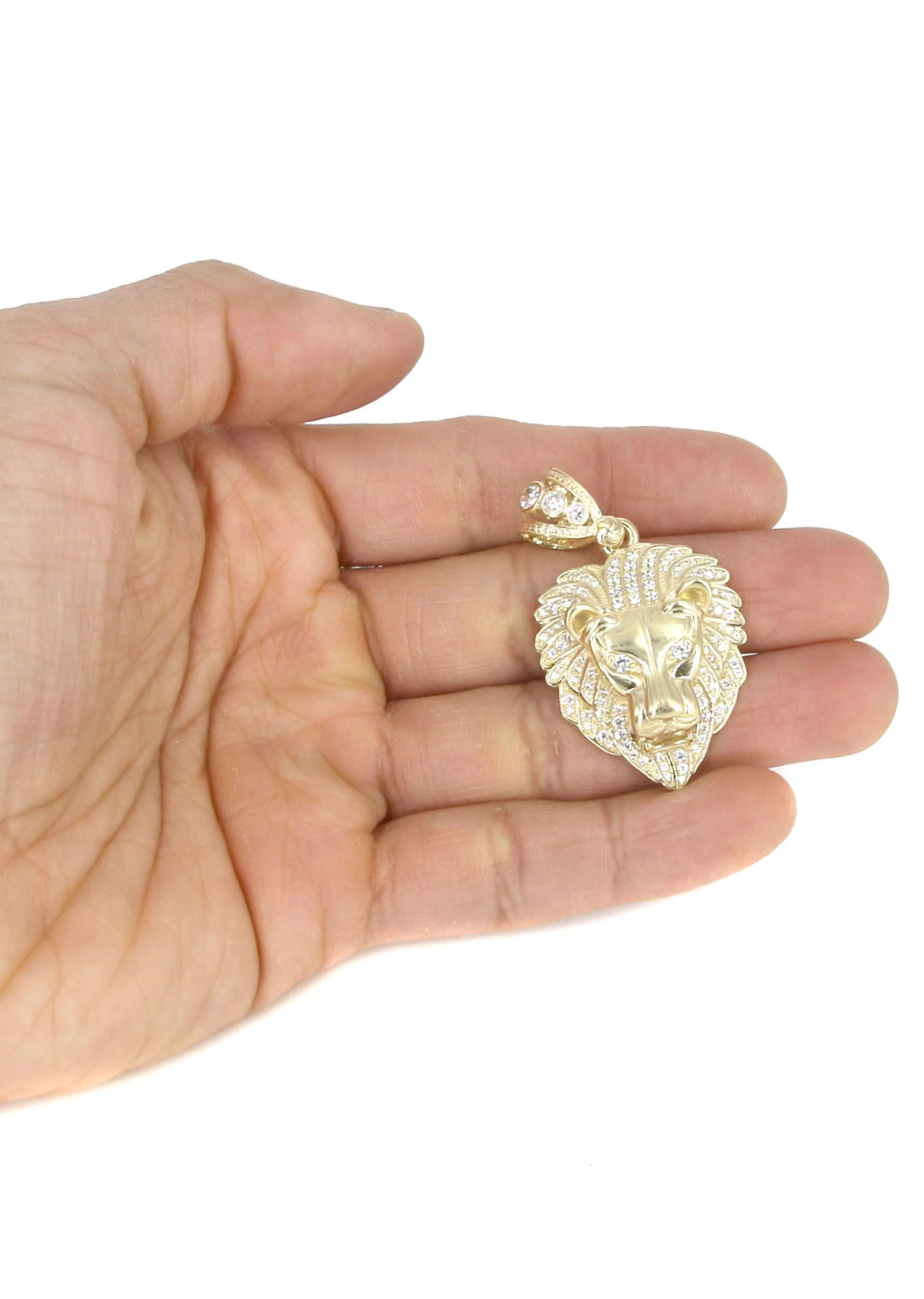 10K Yellow Gold Lion Head Necklace | Appx 21.9 Grams - Image 5