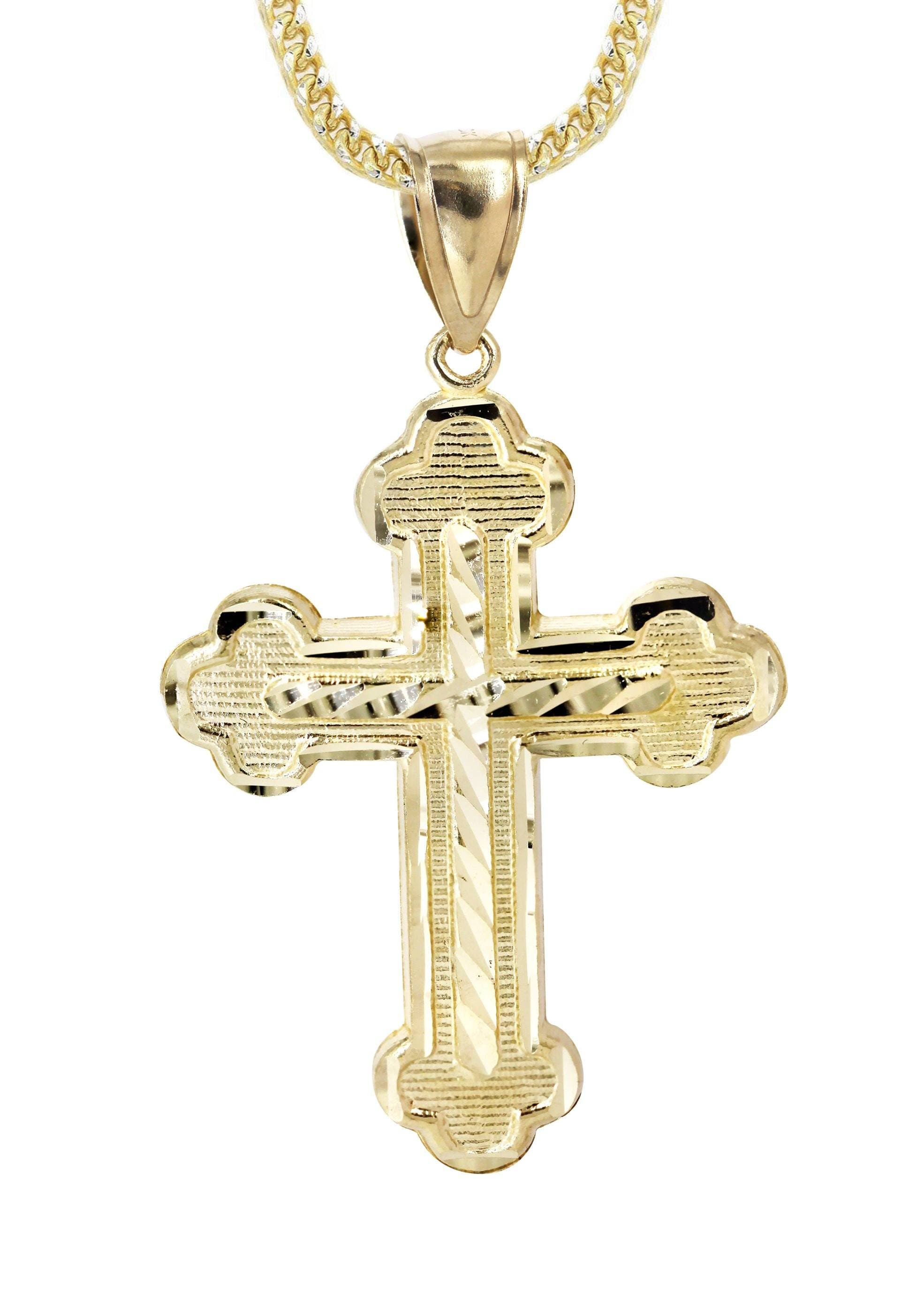 10K Yellow Gold & Diamond Cut Cross Necklace | Appx. 13.5 Grams - Image 2