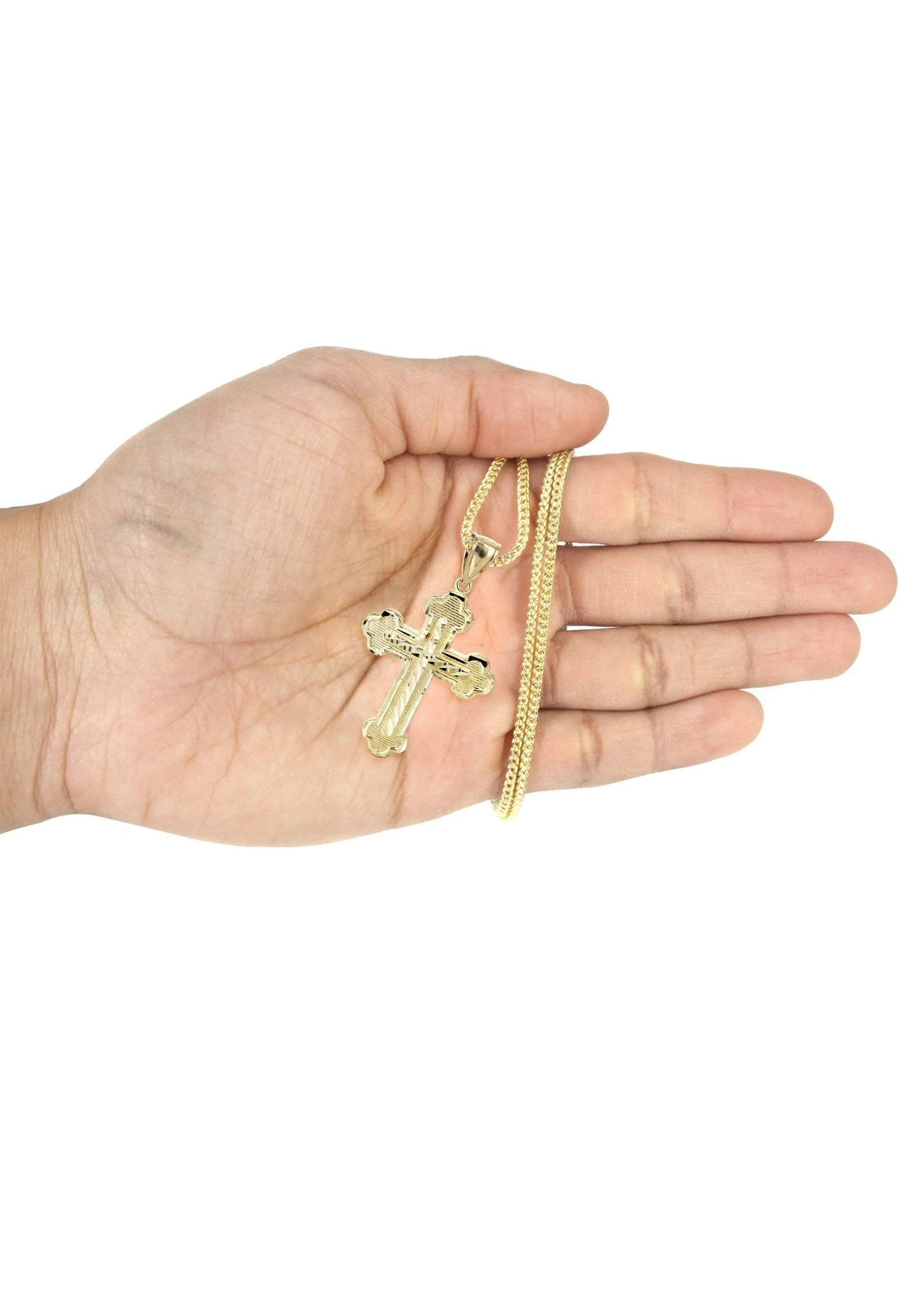10K Yellow Gold & Diamond Cut Cross Necklace | Appx. 13.5 Grams - Image 5
