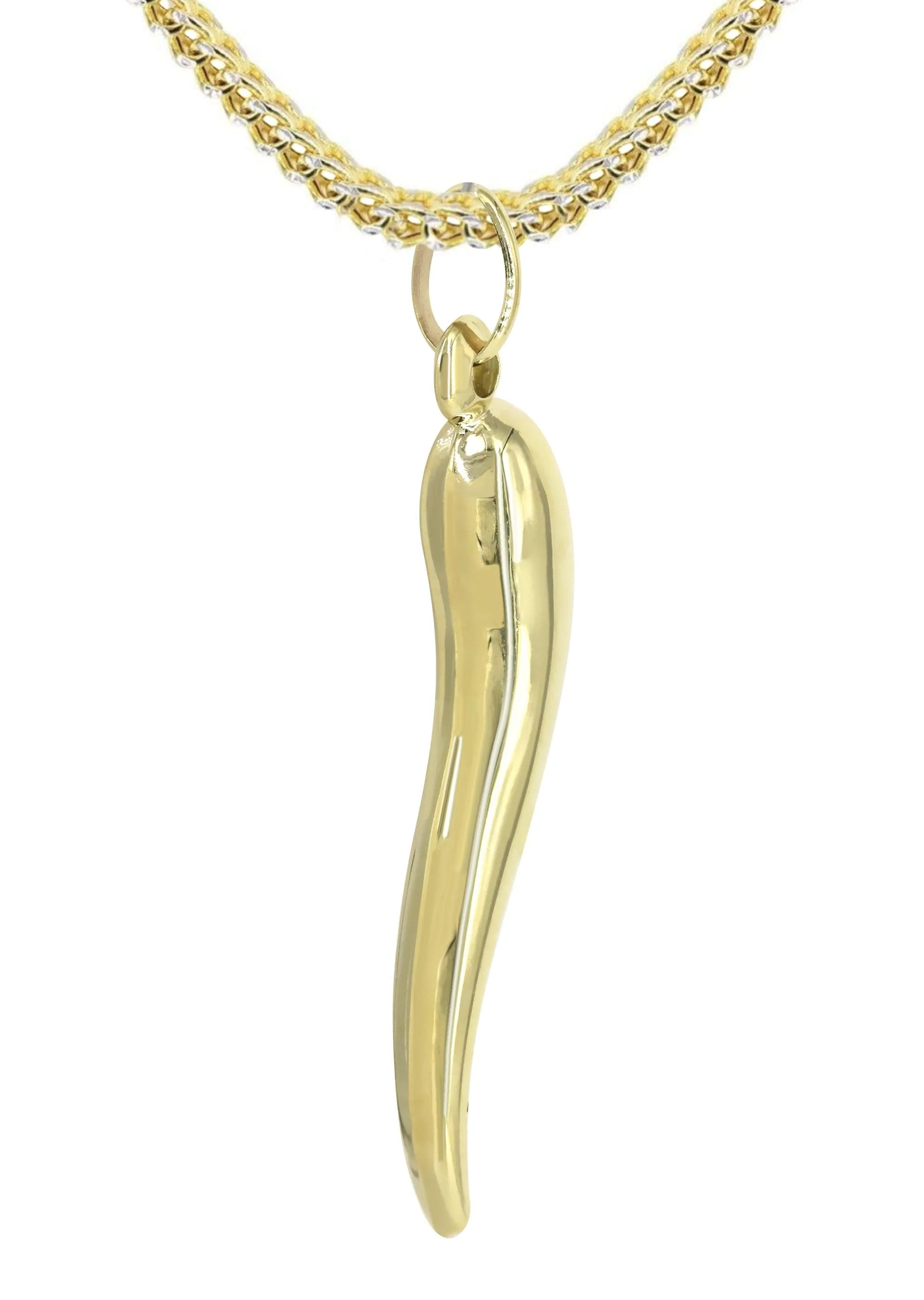 10K Yellow Gold Italian Horn Necklace | Appx. 11.6 Grams - Image 2