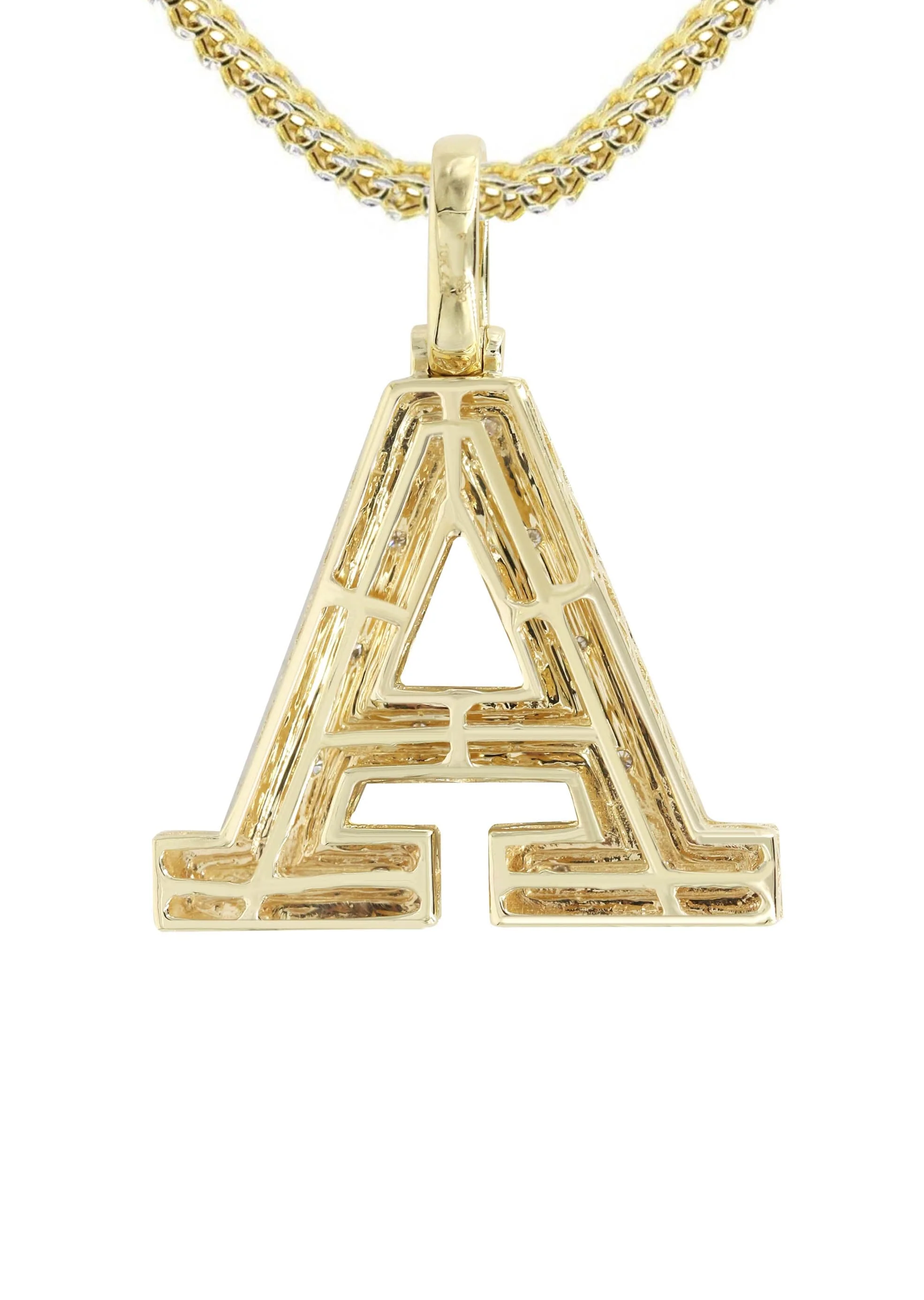 Diamond 10K Yellow Gold Letter "A" Necklace | Appx. 14 Grams - Image 3