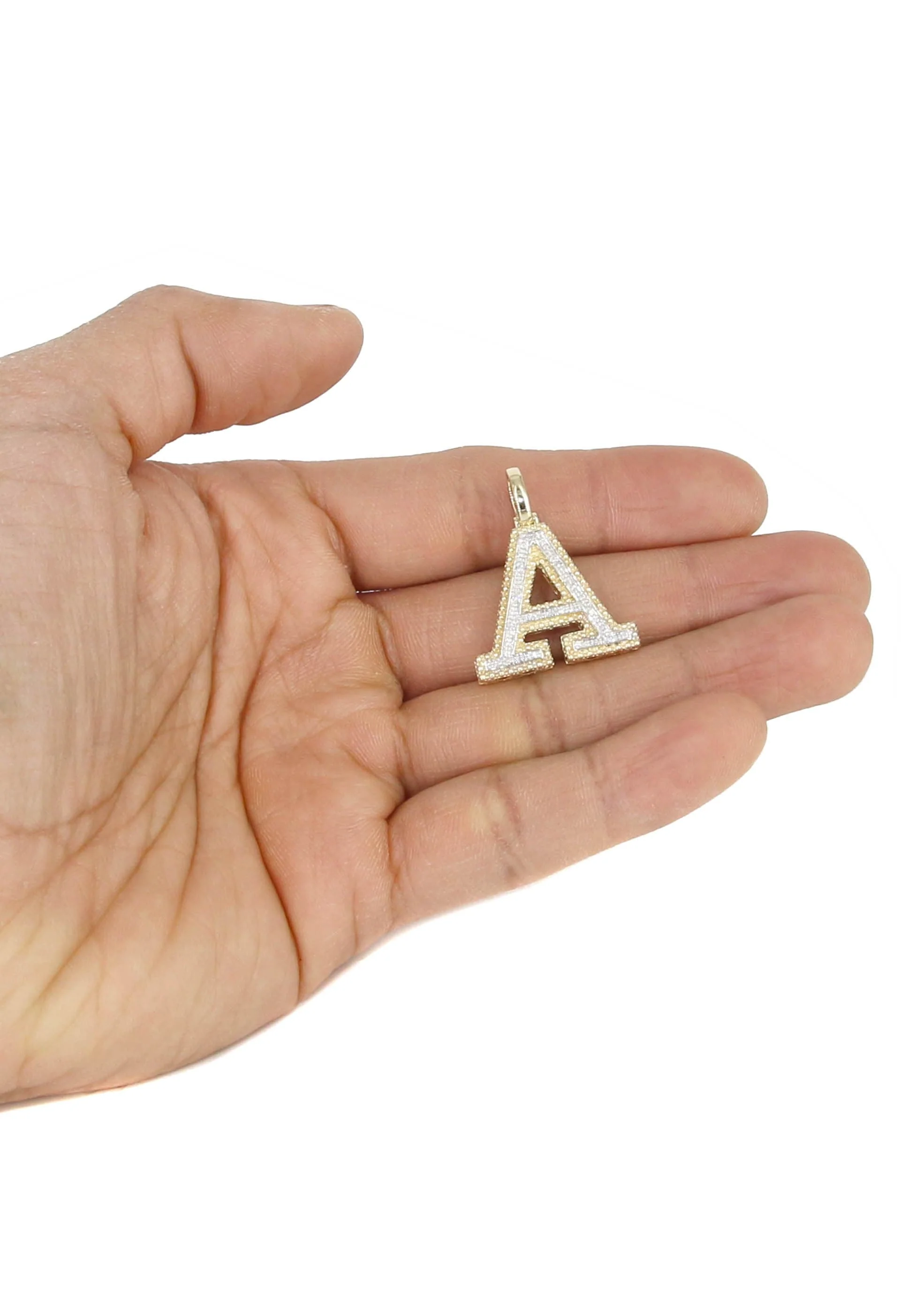 Diamond 10K Yellow Gold Letter "A" Necklace | Appx. 14 Grams - Image 5