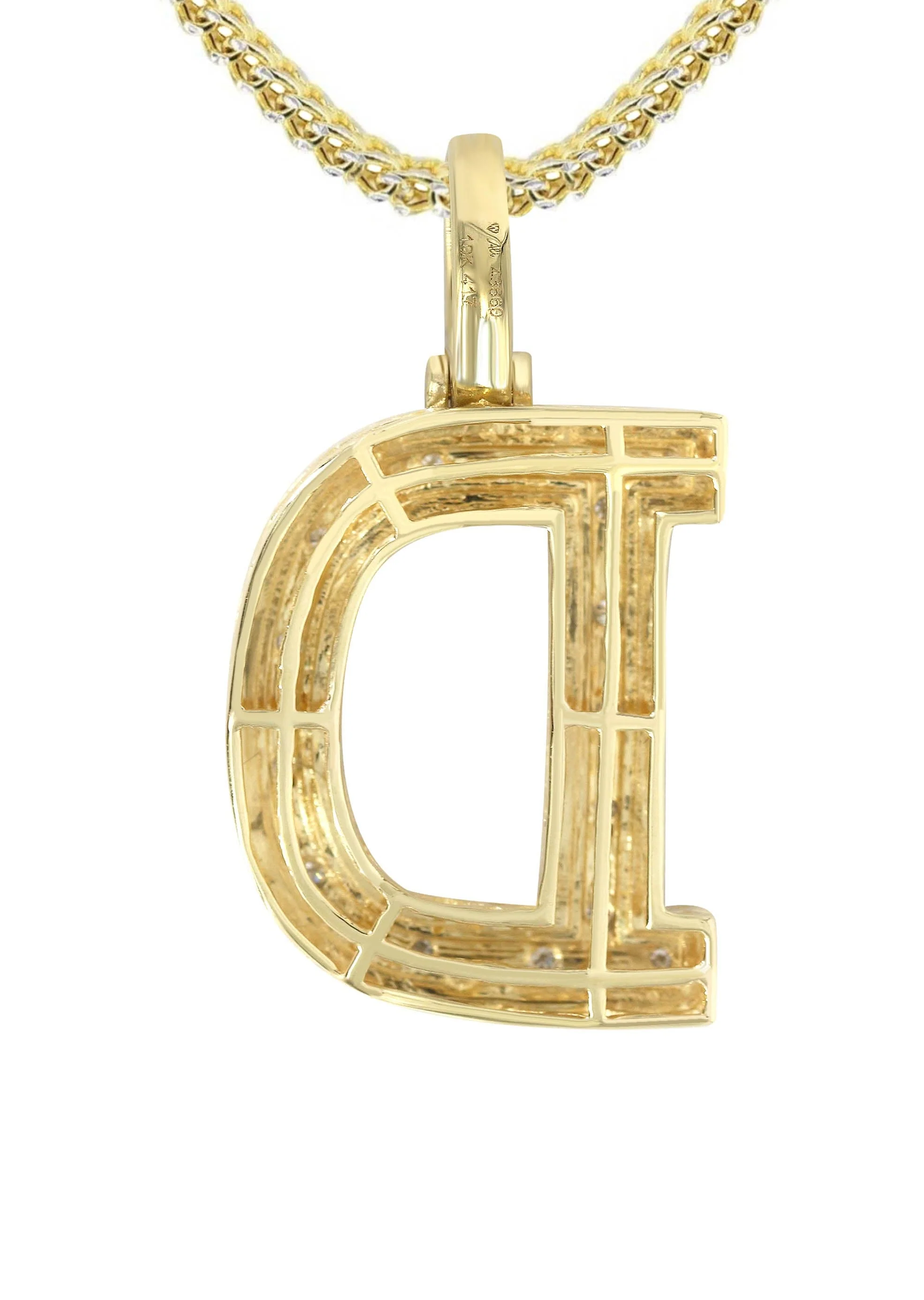 Diamond 10K Yellow Gold Letter "D" Necklace | Appx. 13.3 Grams - Image 3