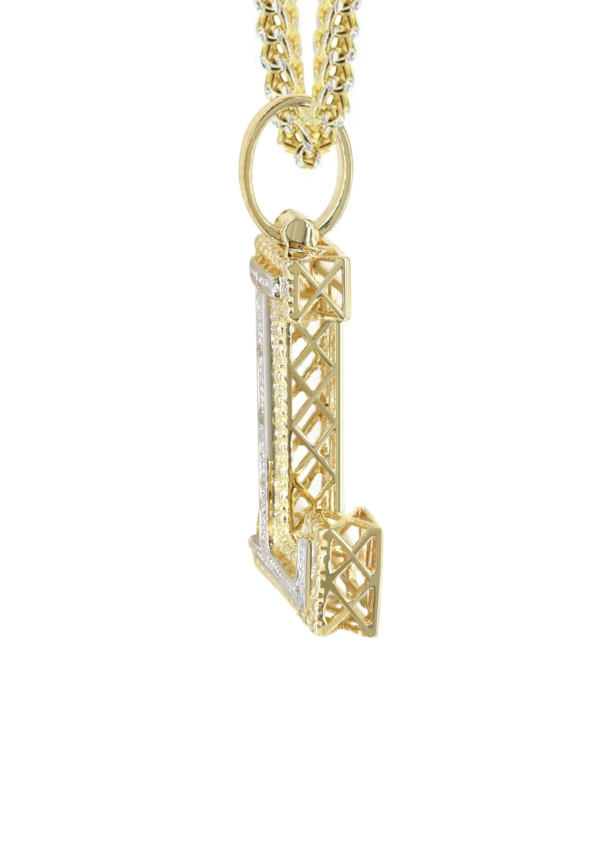 Diamond 10K Yellow Gold Letter "L" Necklace | Appx. 13 Grams - Image 4