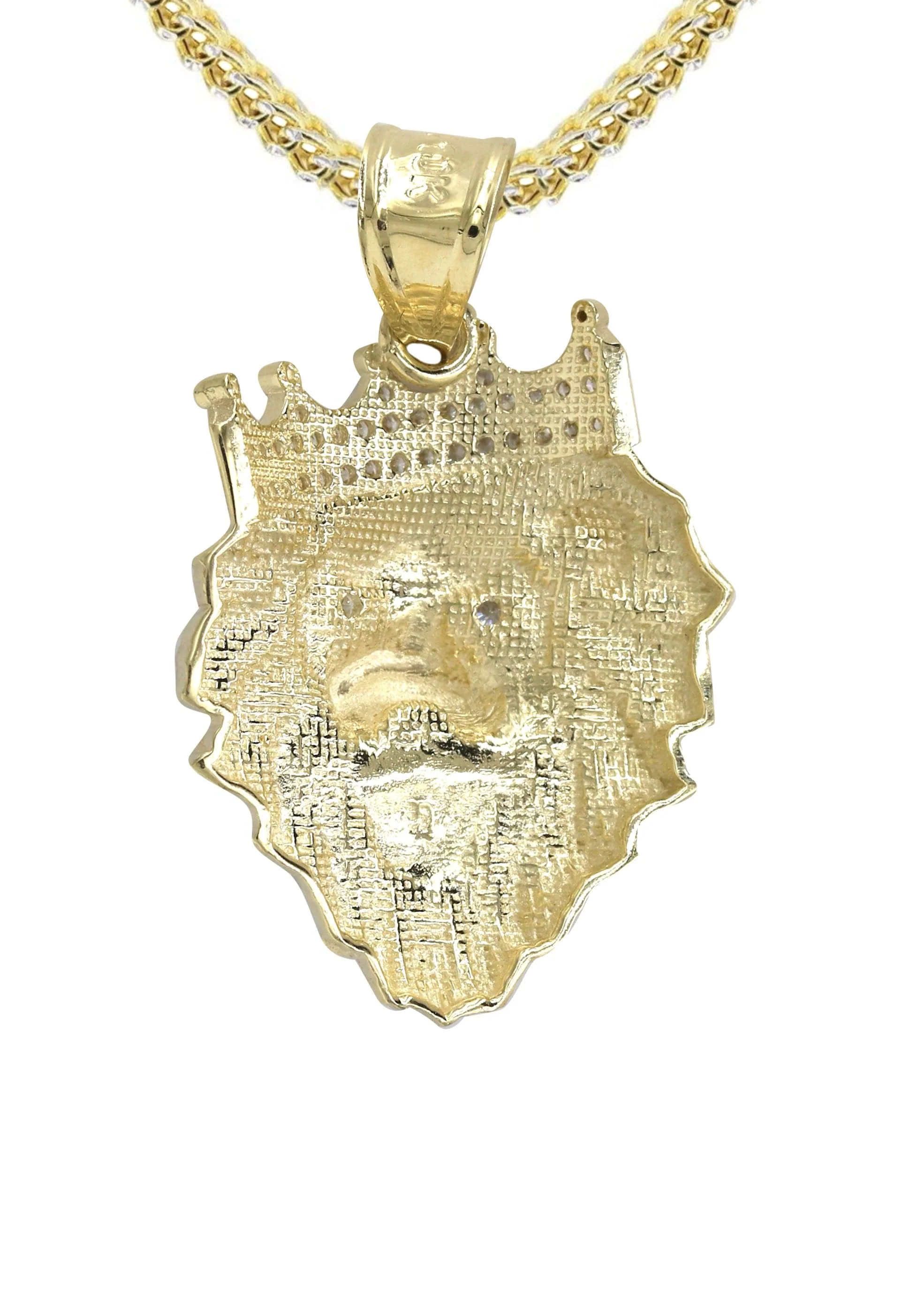 10K Yellow Gold Lion Head Necklace | Appx 16.3 Grams - Image 3