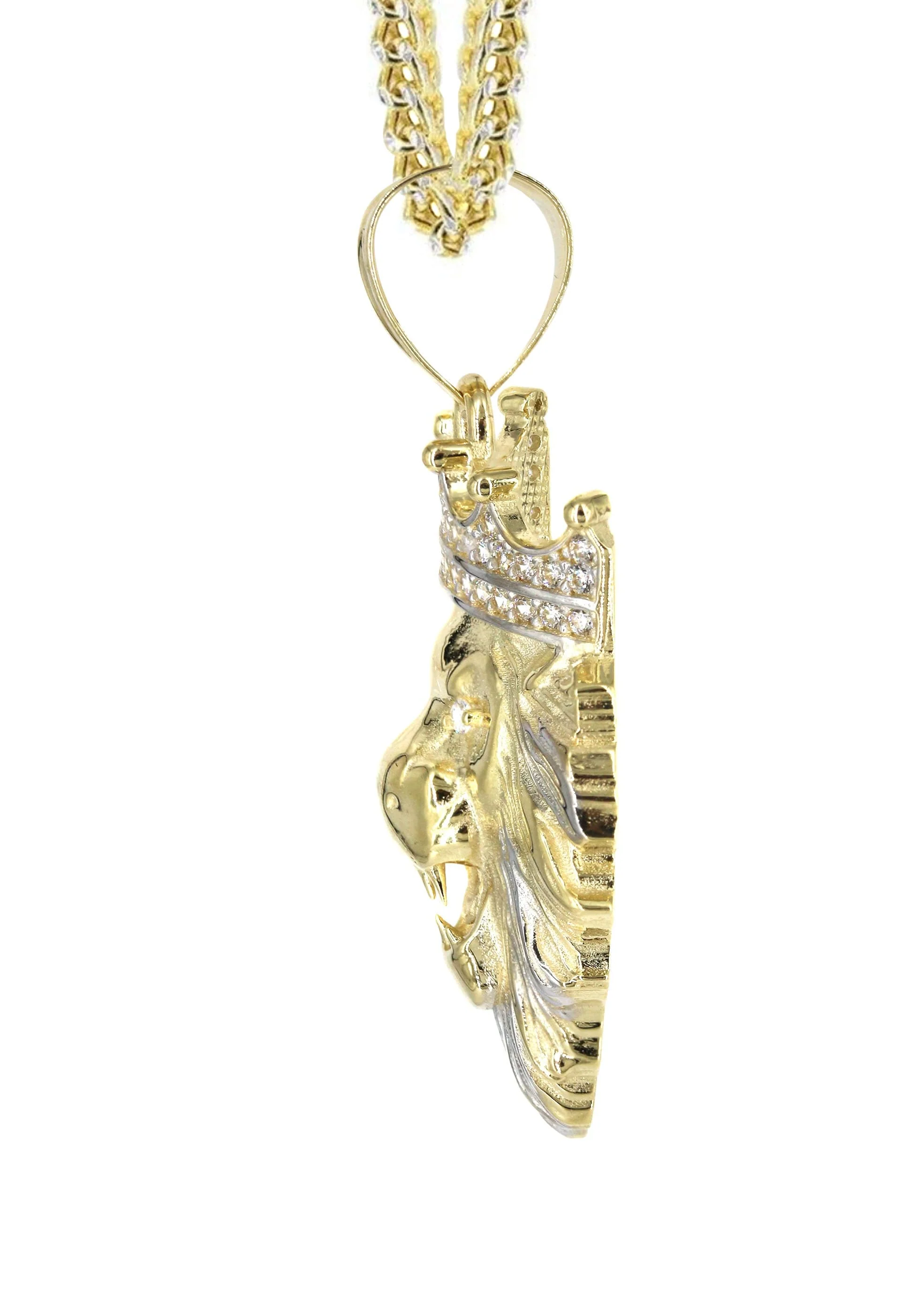10K Yellow Gold Lion Head Necklace | Appx 16.3 Grams - Image 4