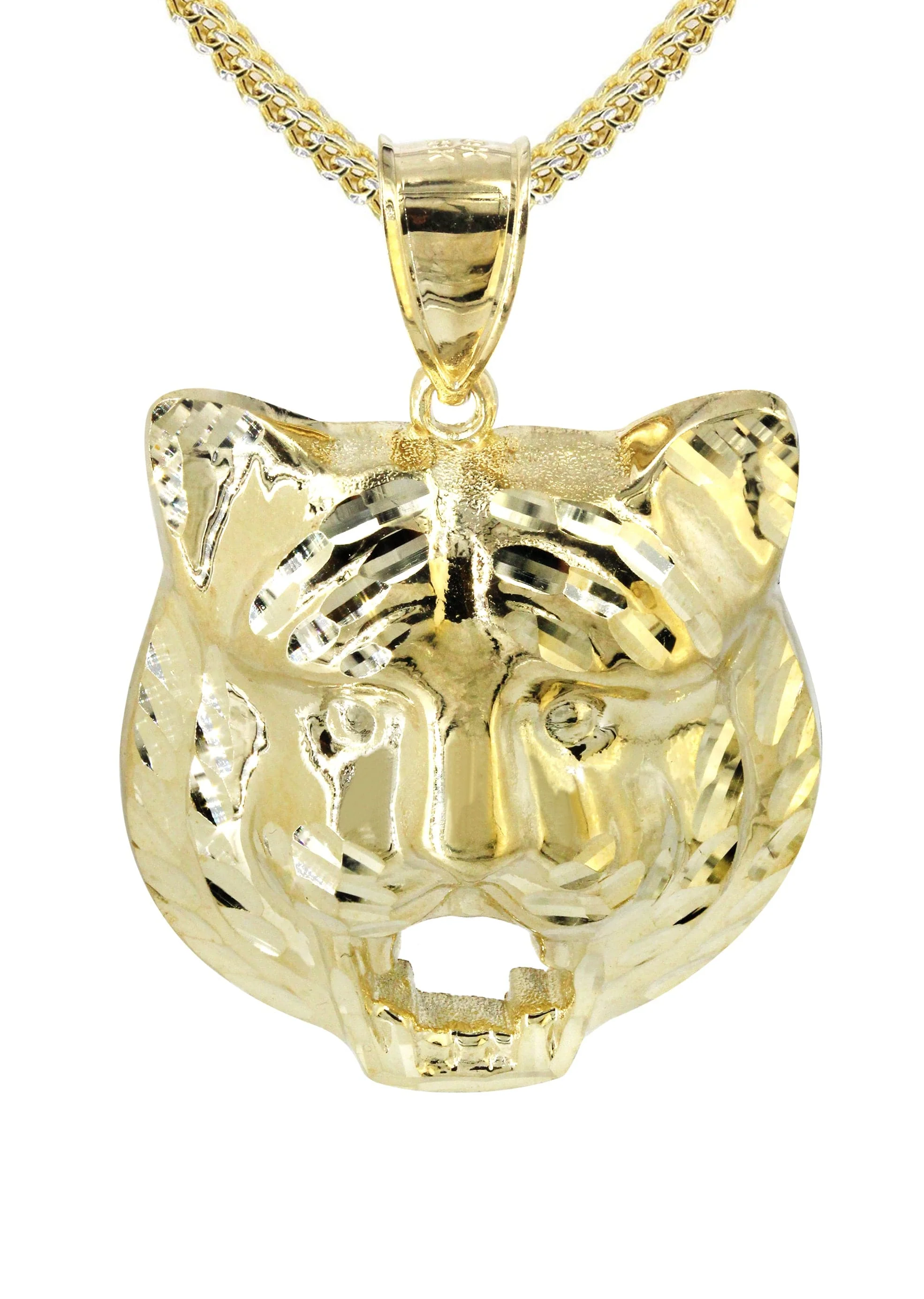 10K Yellow Gold Tiger Head Necklace | Appx. 16.9 Grams - Image 2