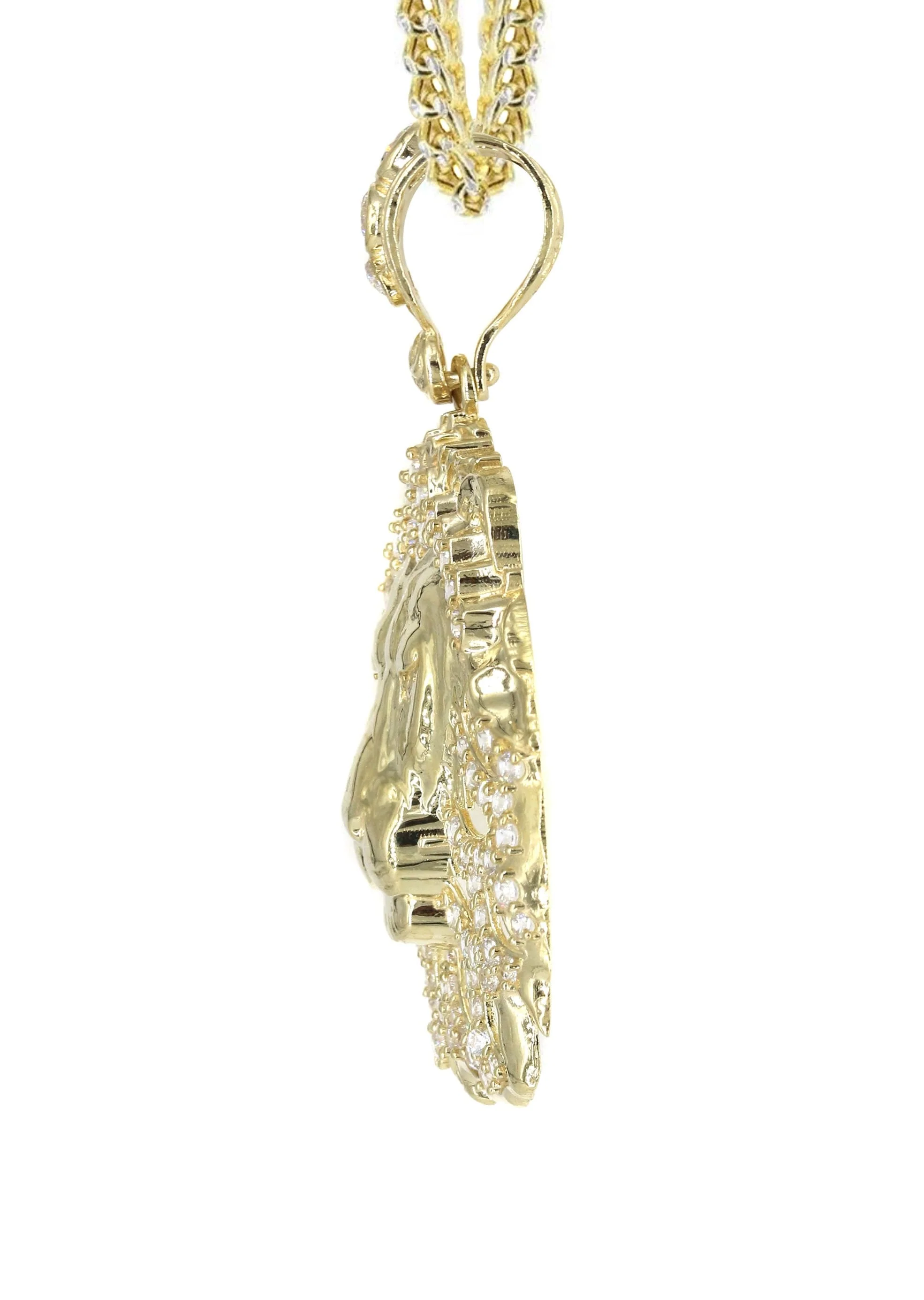 10K Yellow Gold Lion Head Necklace | Appx 17.4 Grams - Image 4