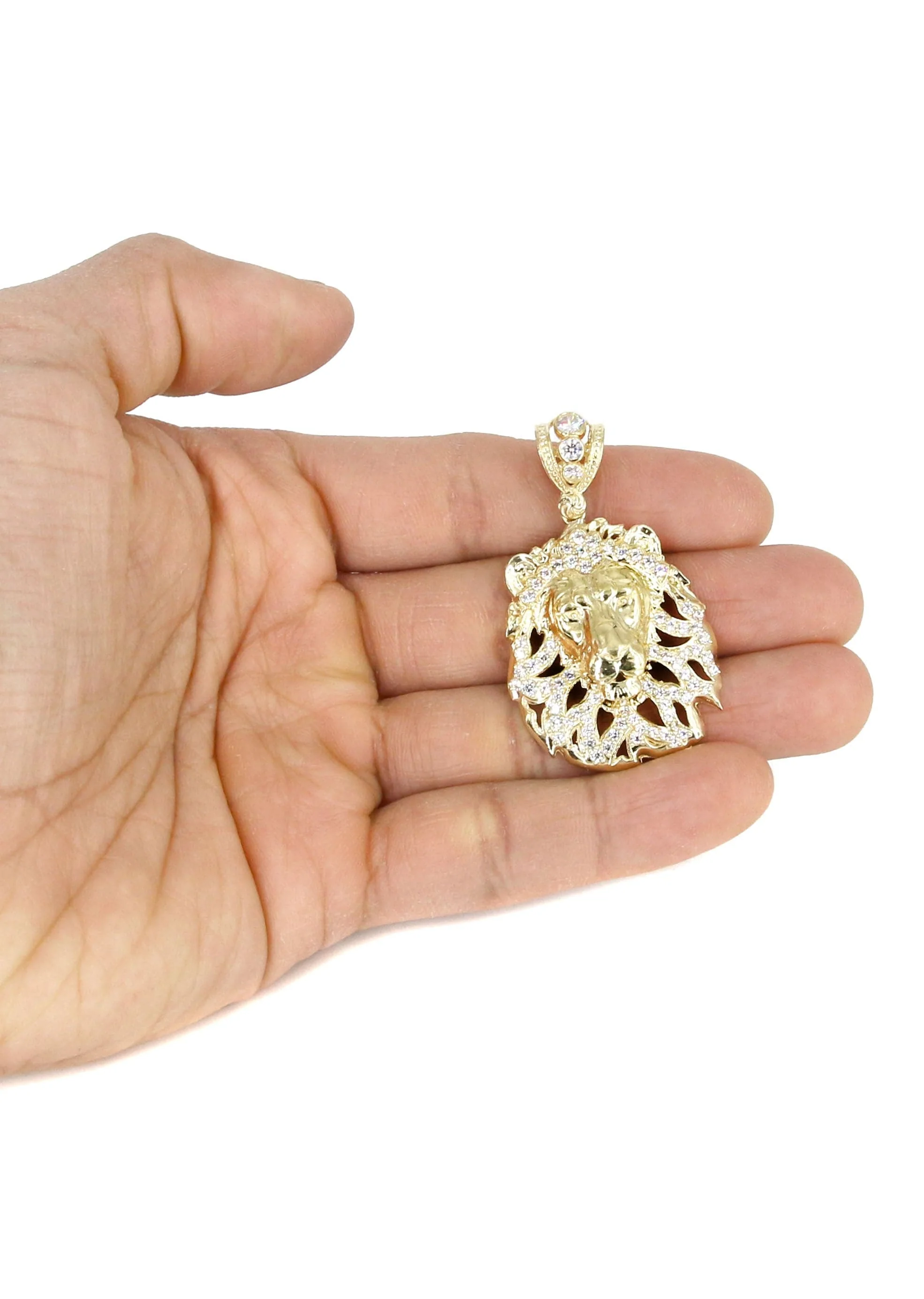 10K Yellow Gold Lion Head Necklace | Appx 17.4 Grams - Image 5