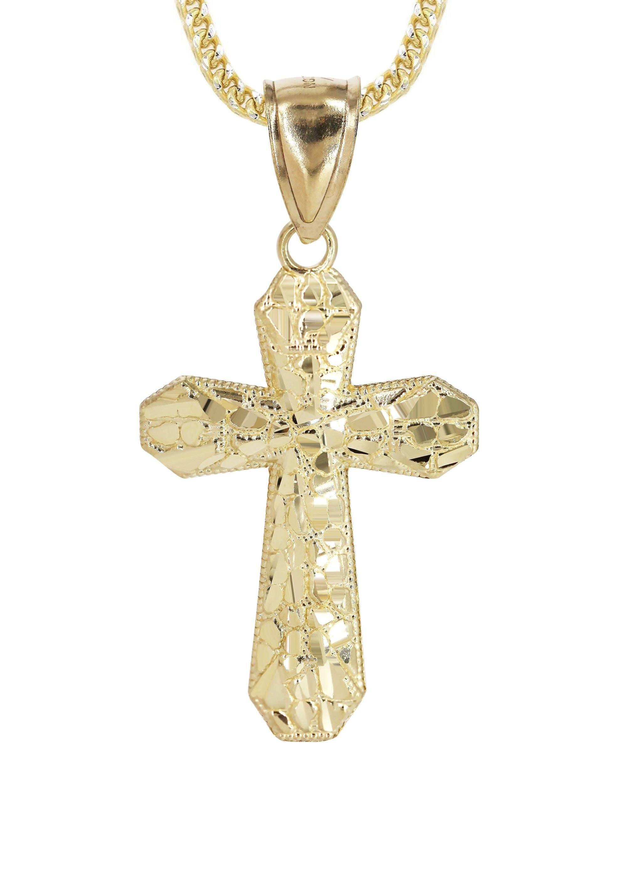 10K Yellow Gold & Nugget Cross Necklace | Appx. 12.7 Grams - Image 2
