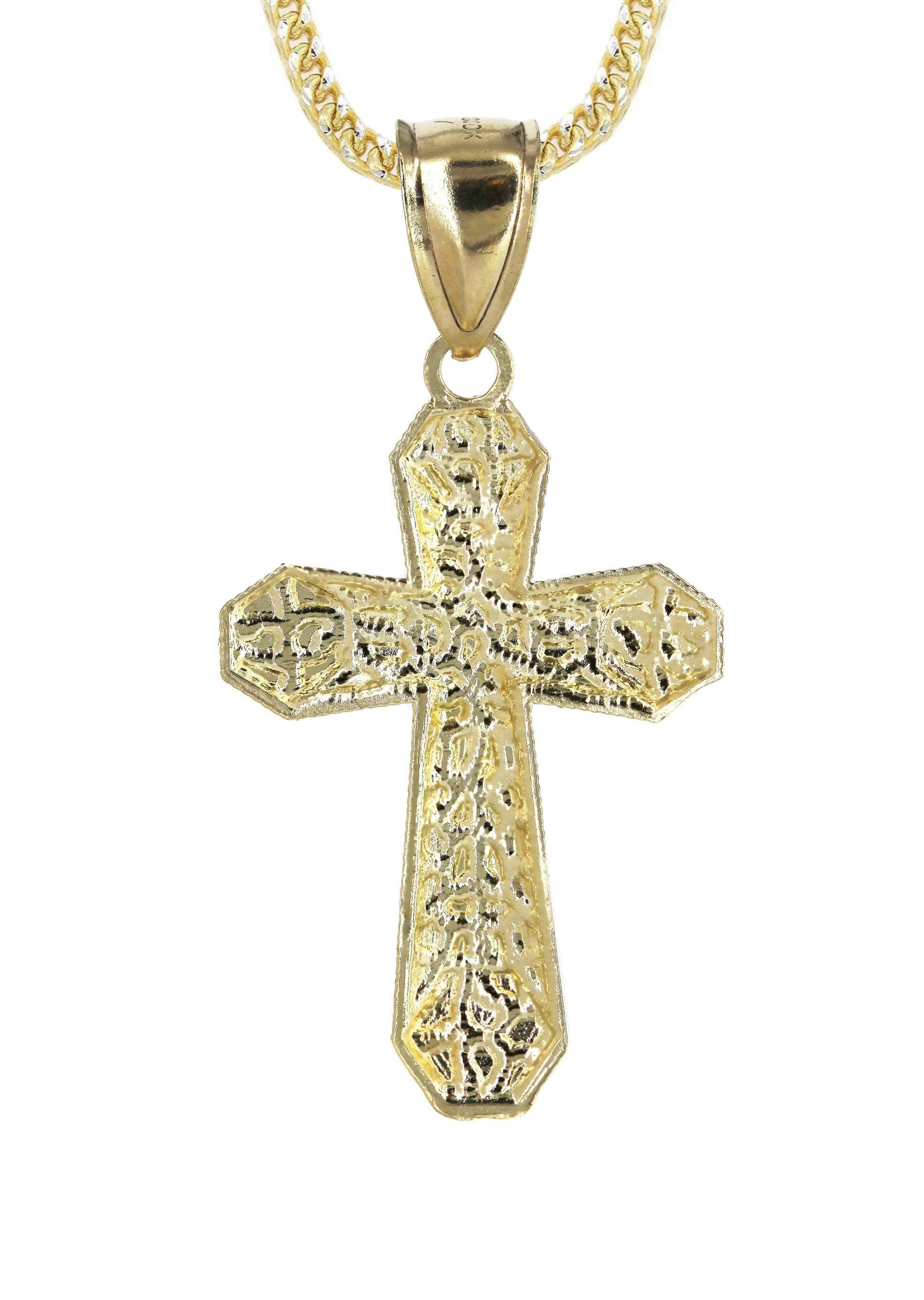 10K Yellow Gold & Nugget Cross Necklace | Appx. 12.7 Grams - Image 3