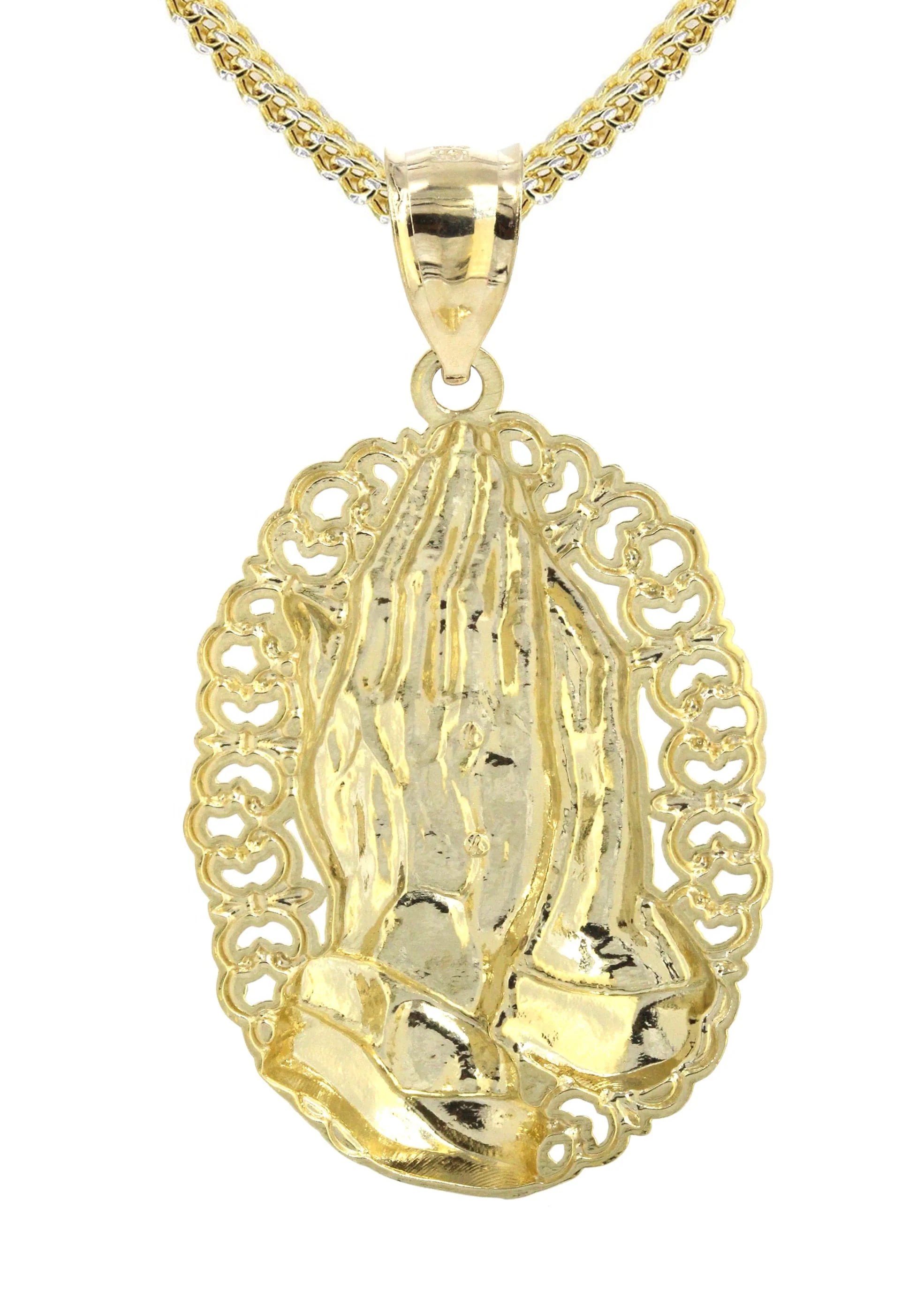 10K Yellow Gold Praying Hands Necklace | Appx. 16.1 Grams - Image 3
