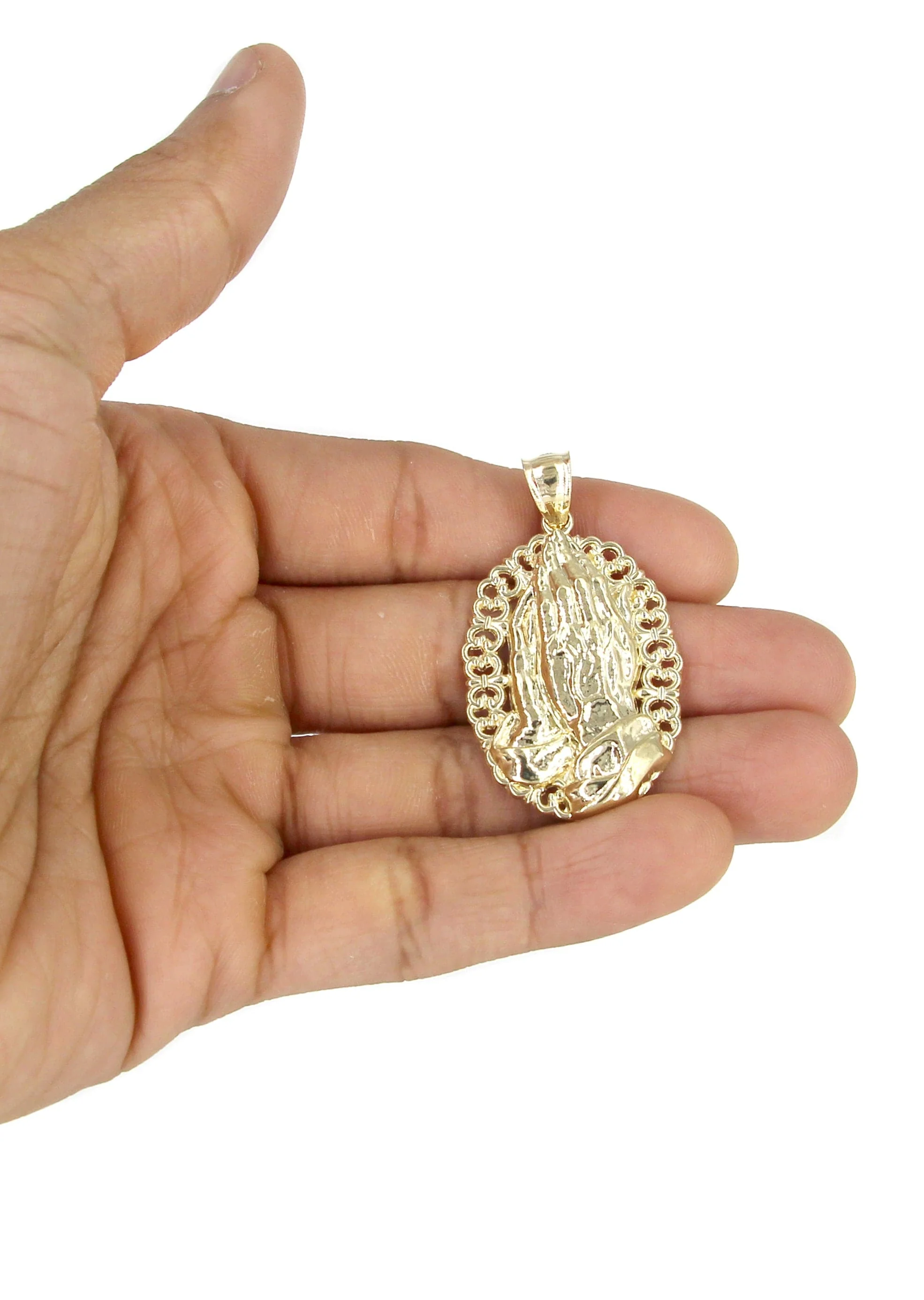 10K Yellow Gold Praying Hands Necklace | Appx. 16.1 Grams - Image 5