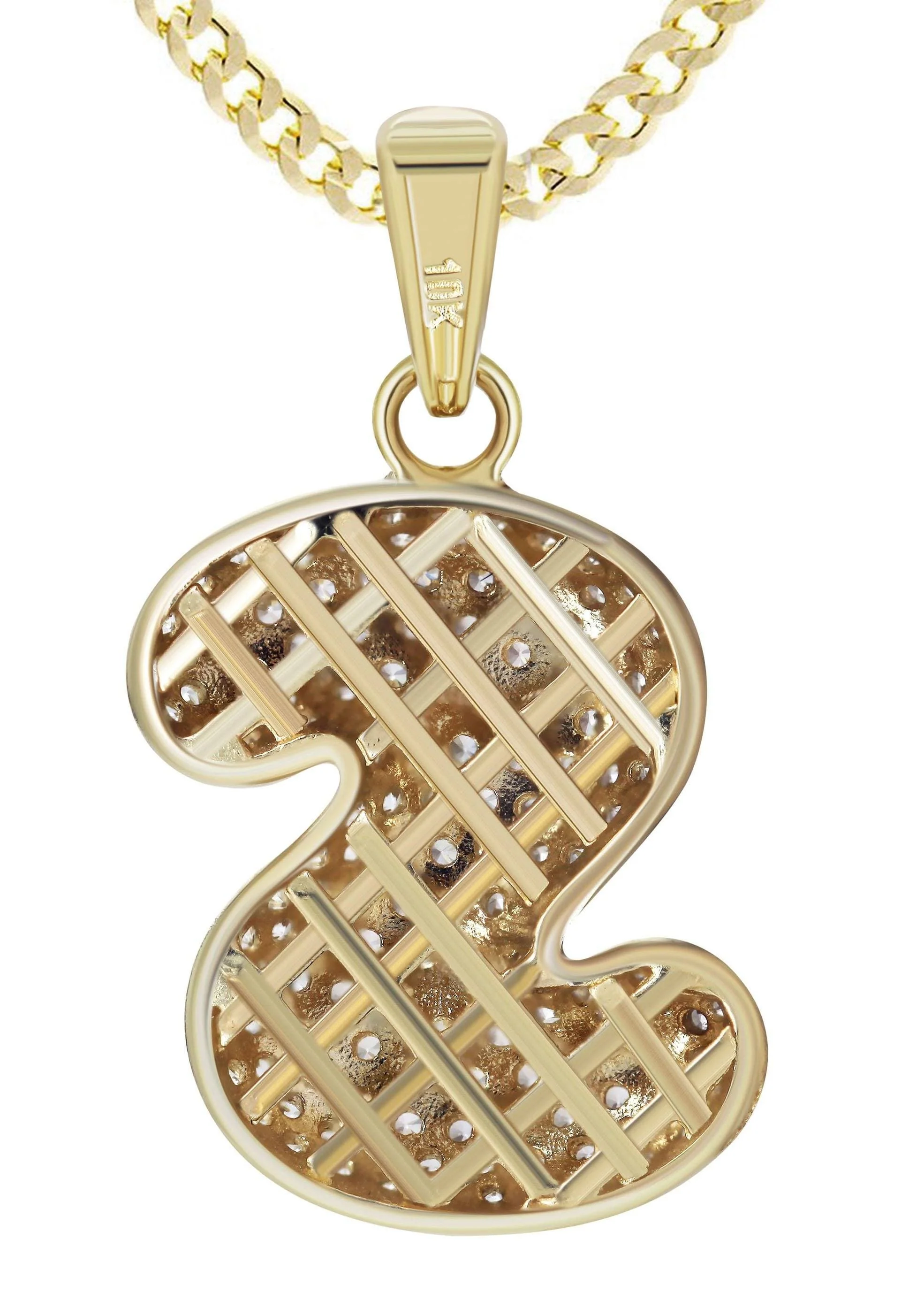 10K Yellow Gold Bubble Letter "S" CZ Necklace | Appx. 13.6 Grams - Image 3