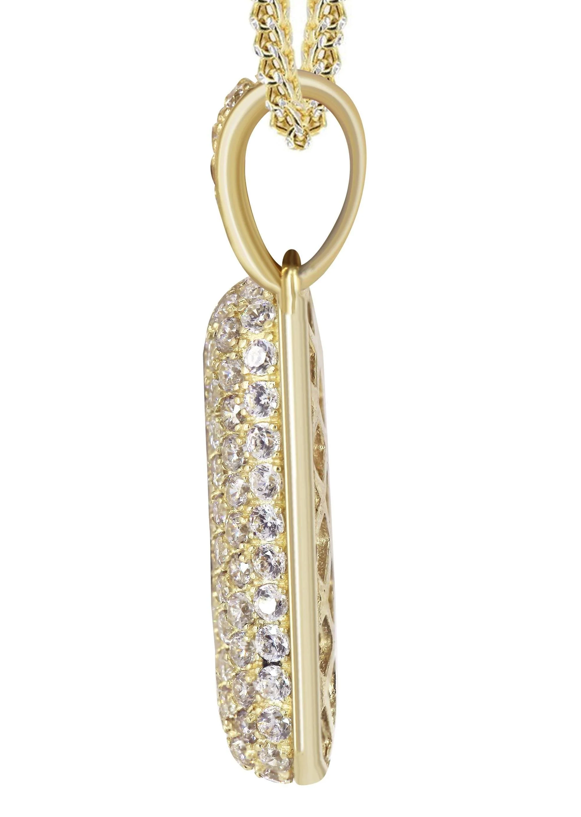 10K Yellow Gold Bubble Letter "V" CZ Necklace | Appx. 13.1 Grams - Image 4