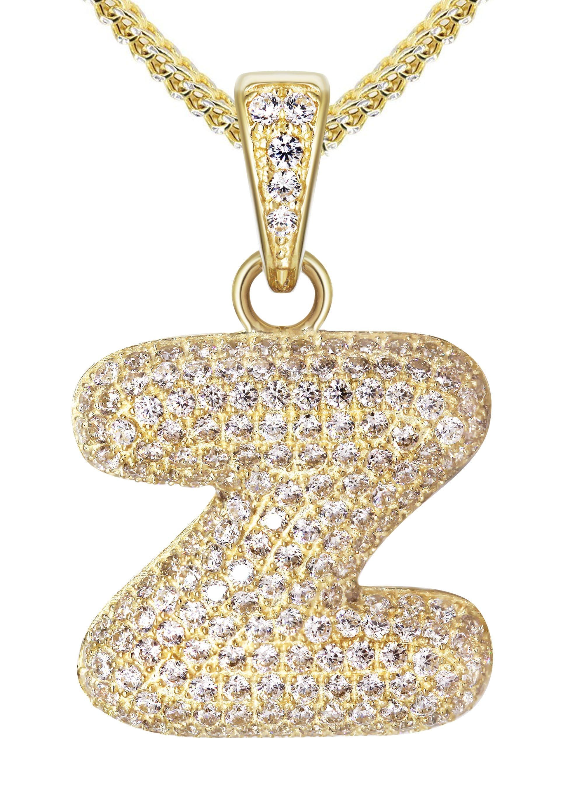 10K Yellow Gold Bubble Letter "Z" CZ Necklace | Appx. 15 Grams - Image 2