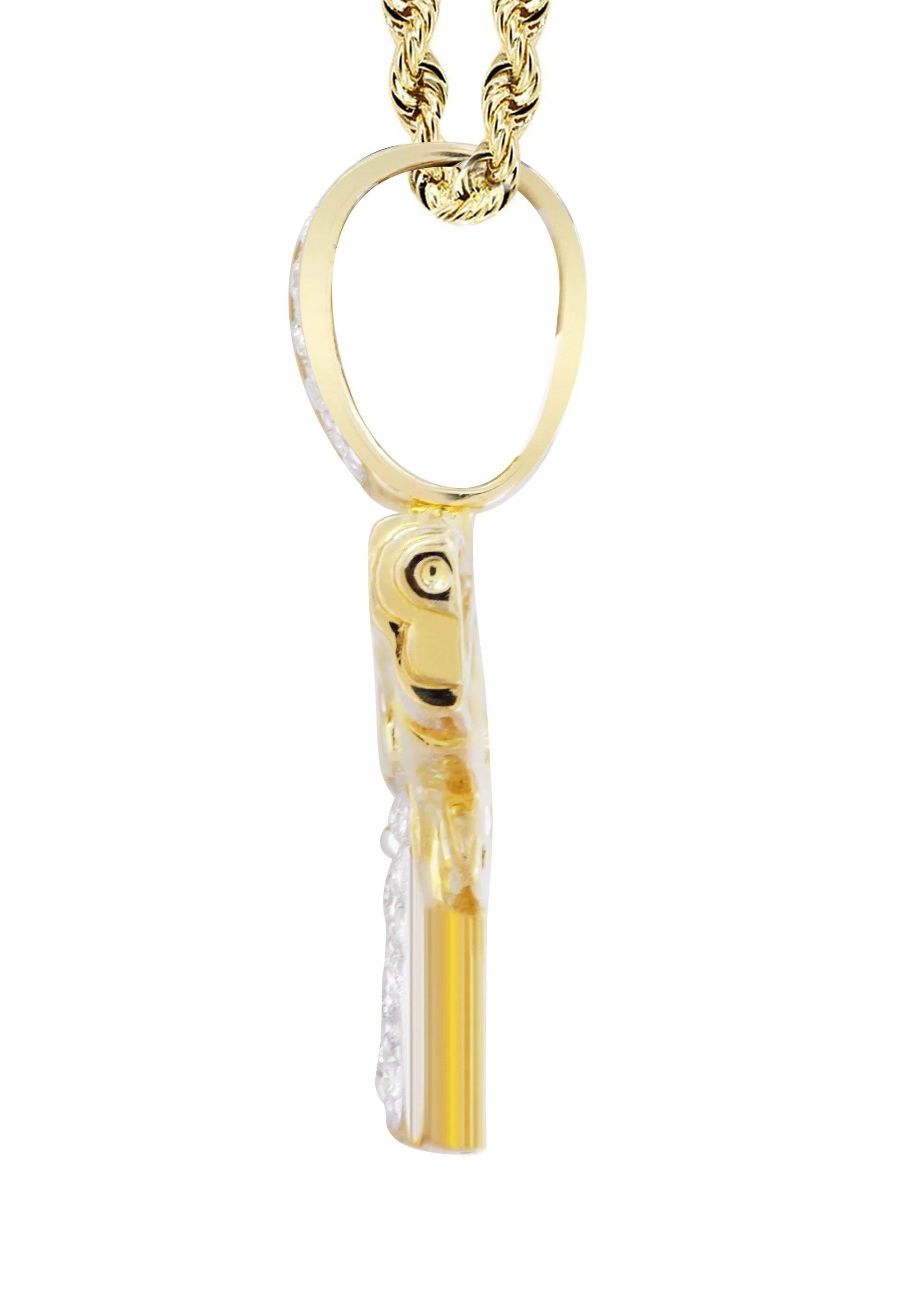 10K Yellow Gold Gun Diamond Necklace  | 0.19 Carats - Image 4
